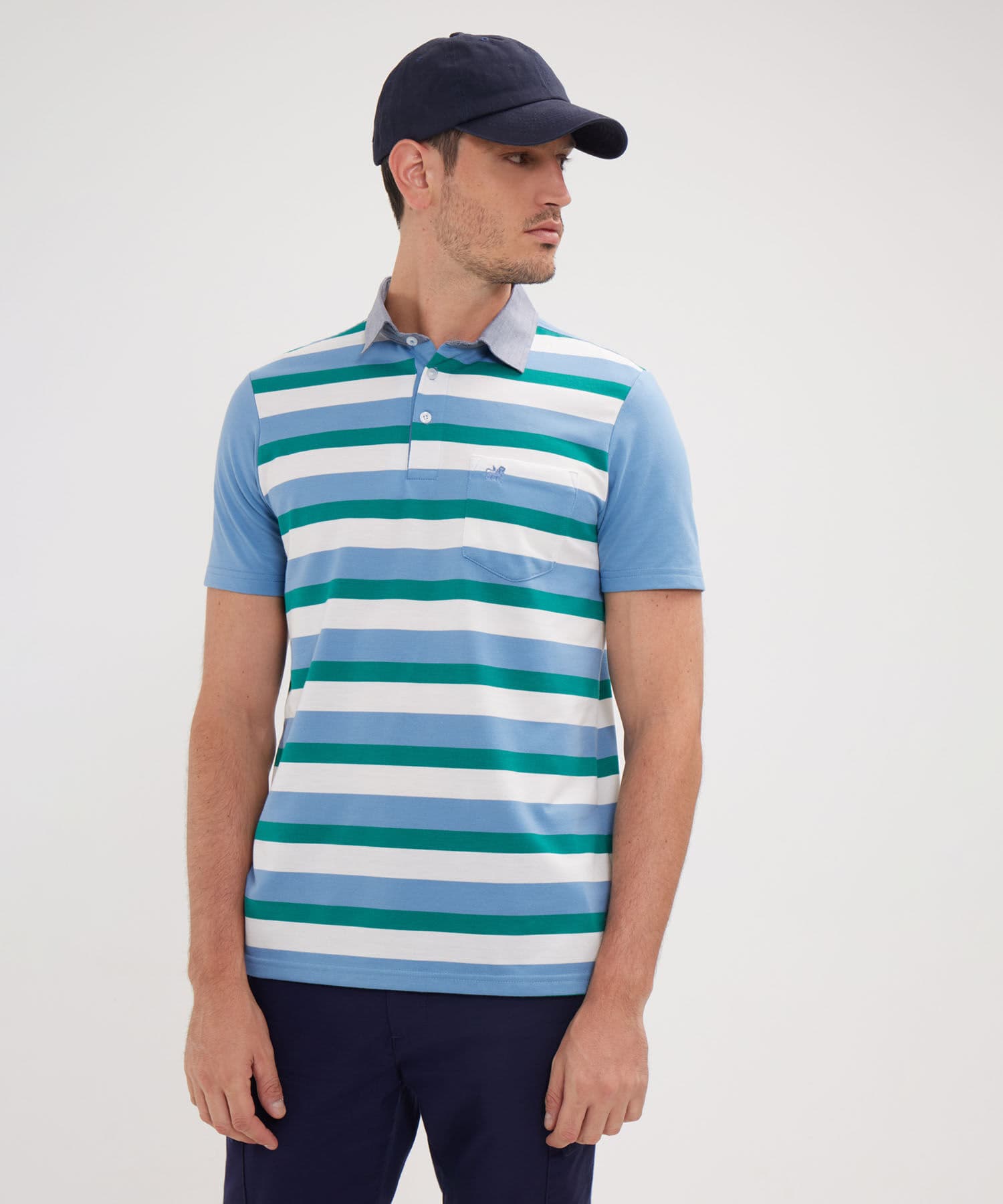 Polo Carmín Edición Lino azul marino para hombre, vista principal