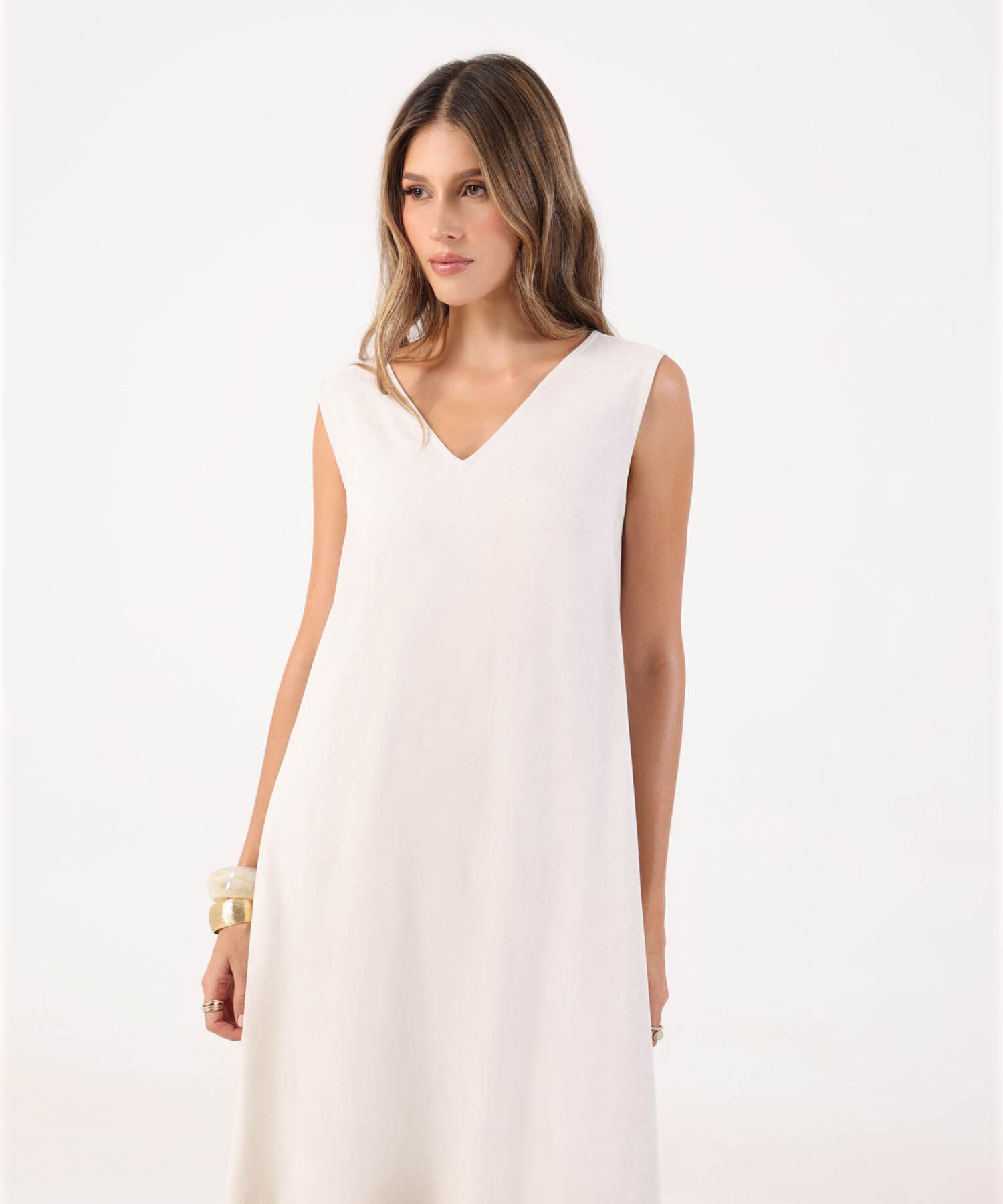 Vestido Dalia de Noche arena para mujer, vista 2