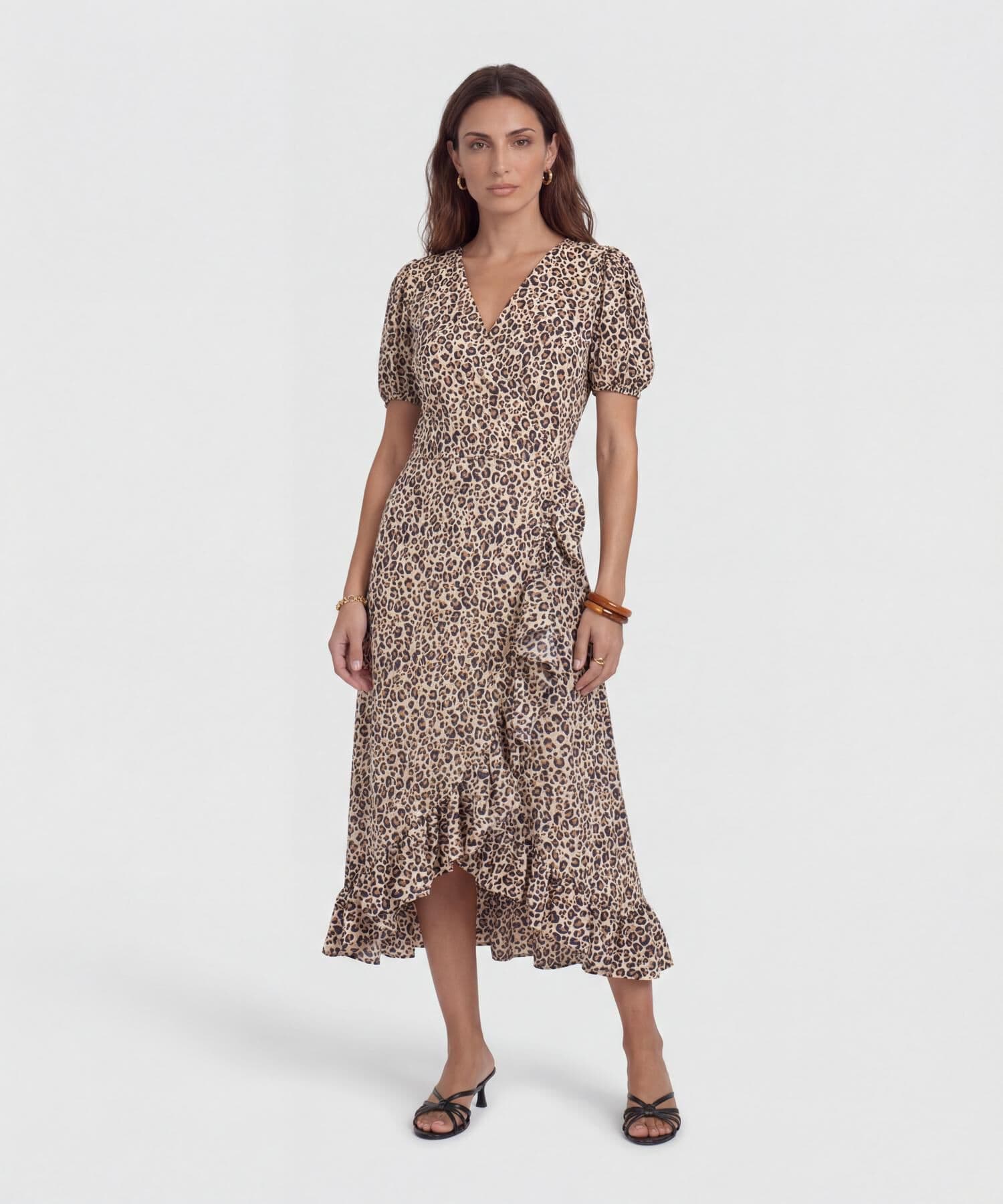 Vestido Marea Minimalista café para mujer, vista 2