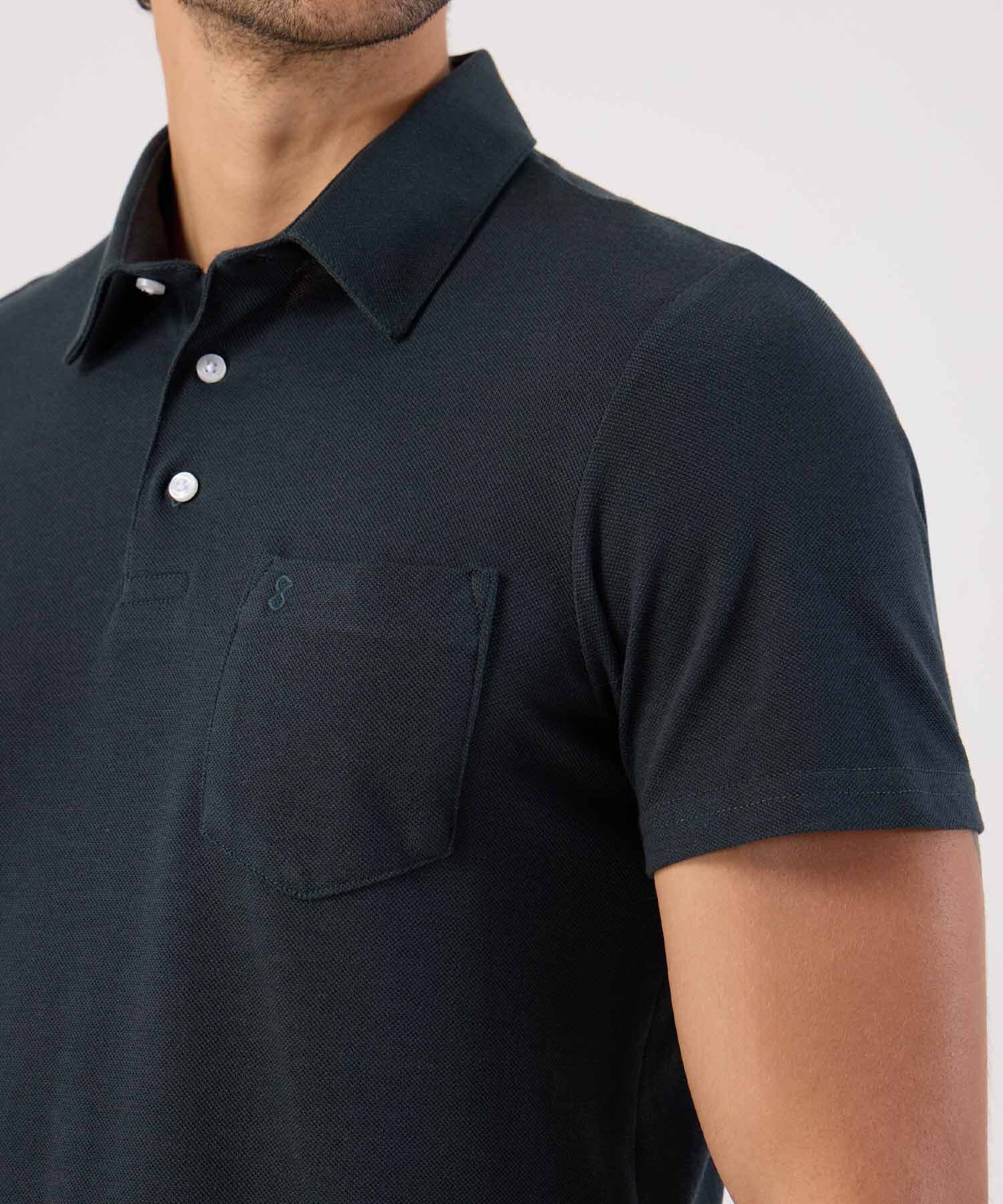 Polo Elisa Edición Lino verde oliva para hombre, vista 3