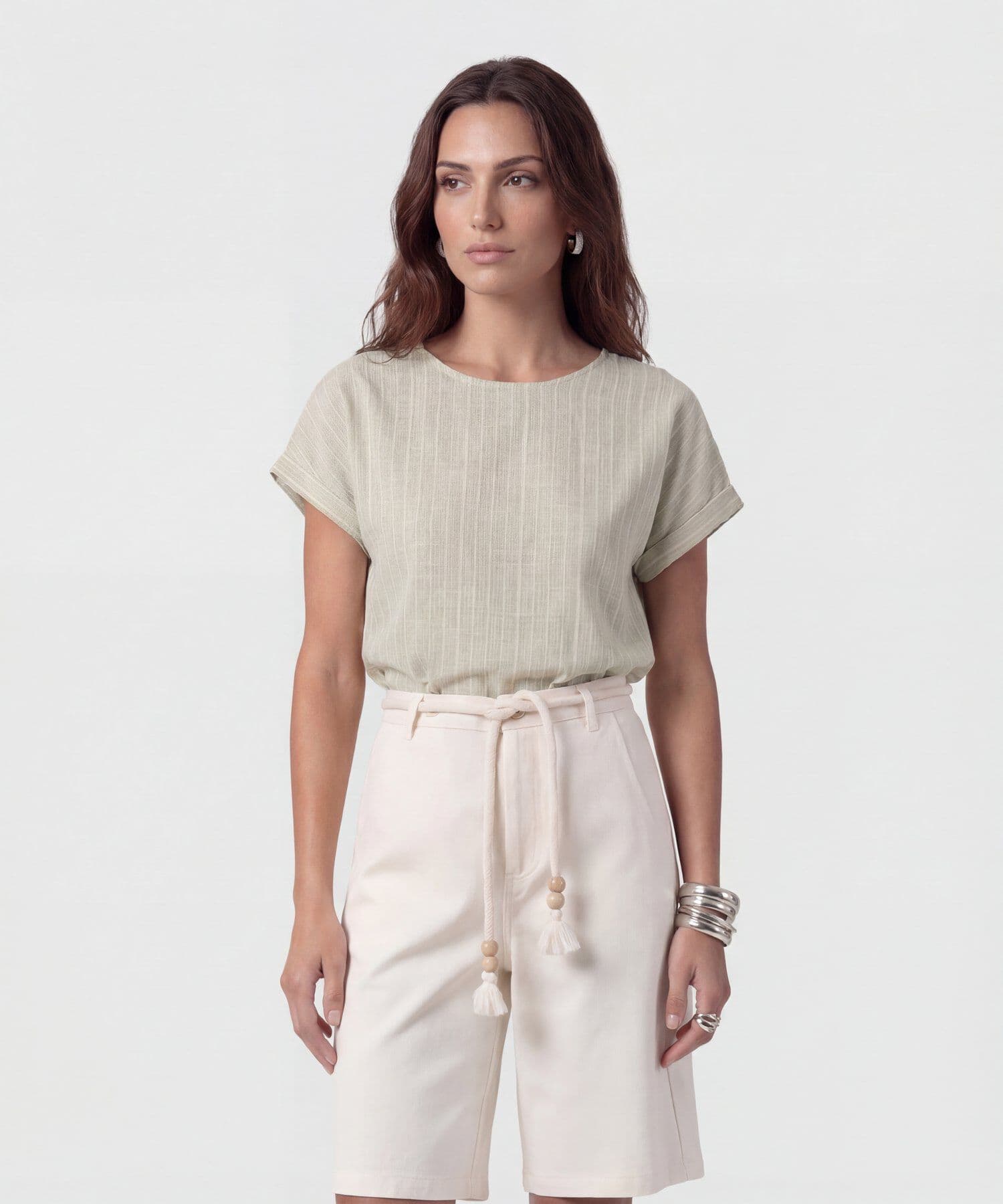 Blusa Cauce Minimalista verde oliva para mujer, vista principal