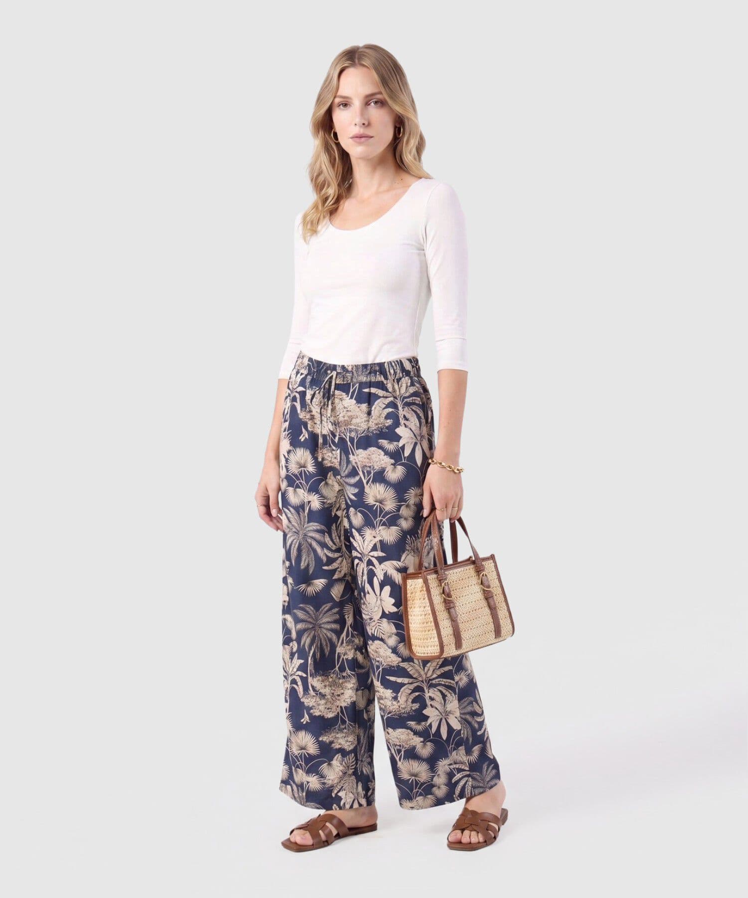 Pantalón Azahar Contemporáneo azul marino para mujer, vista 2