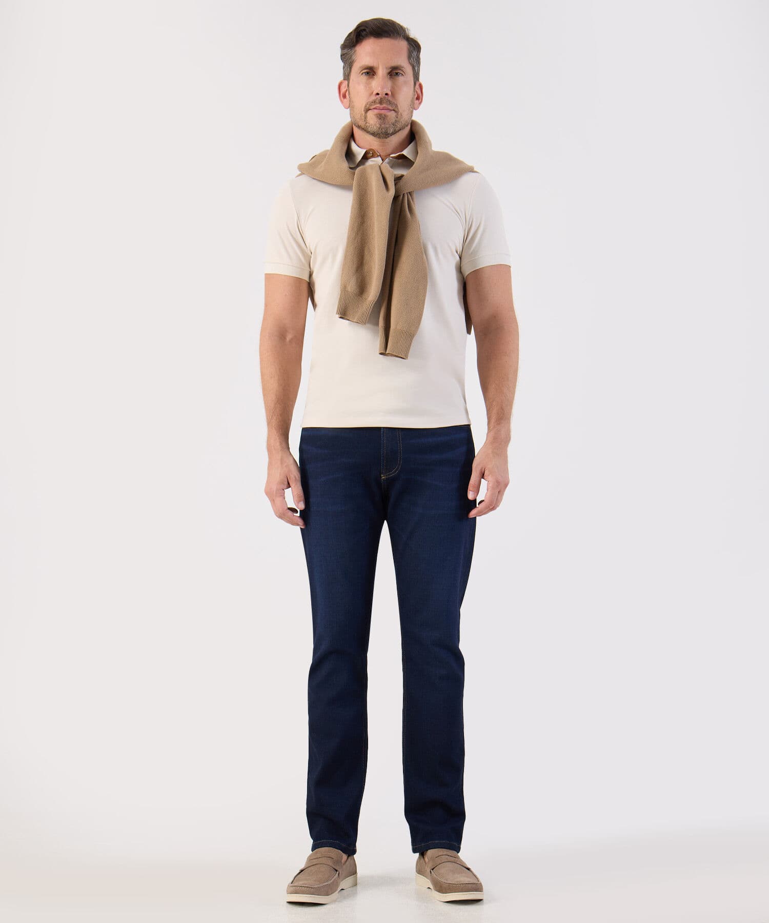 Jean Aura Edición Lino azul marino para hombre, vista 2