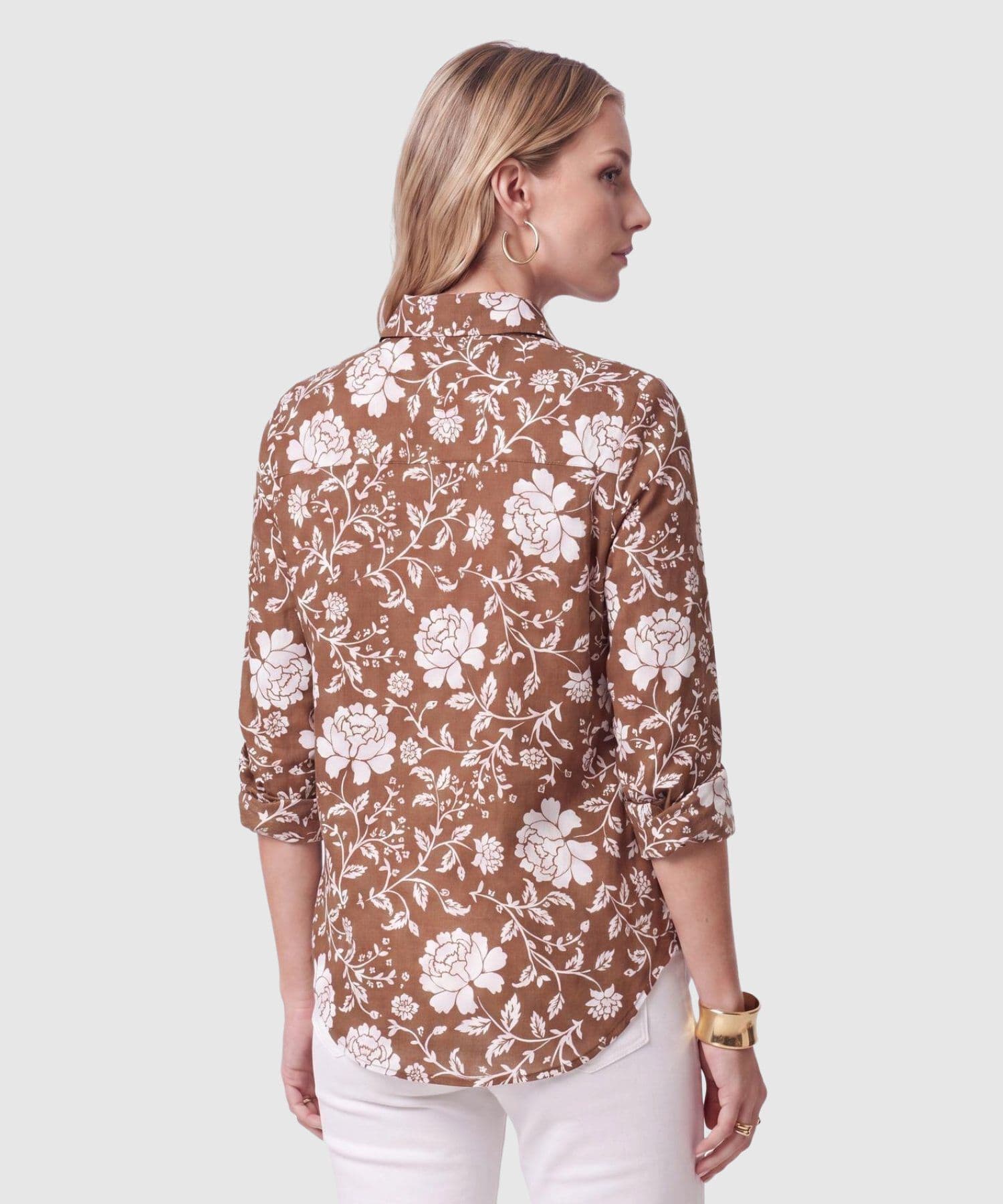 Camisa Orquídea Relajado café para mujer, vista 4