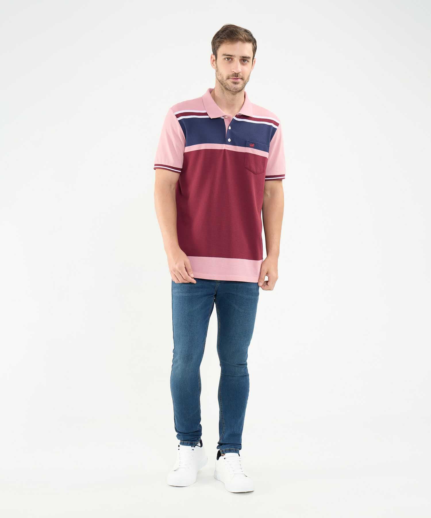 Polo Marea Texturizado vinotinto para hombre, vista 2