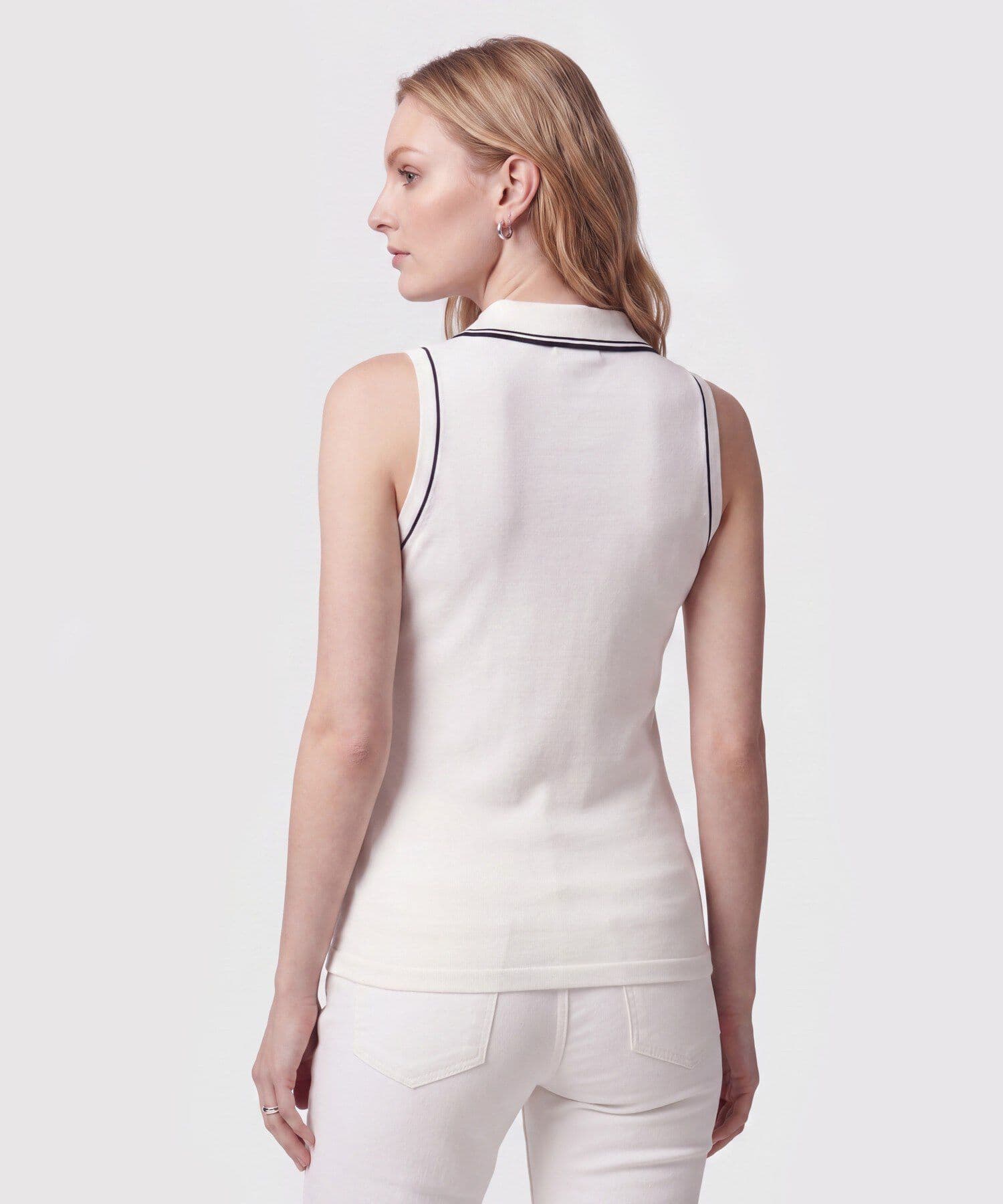 Polo Oliva Edición Lino blanco para mujer, vista 4