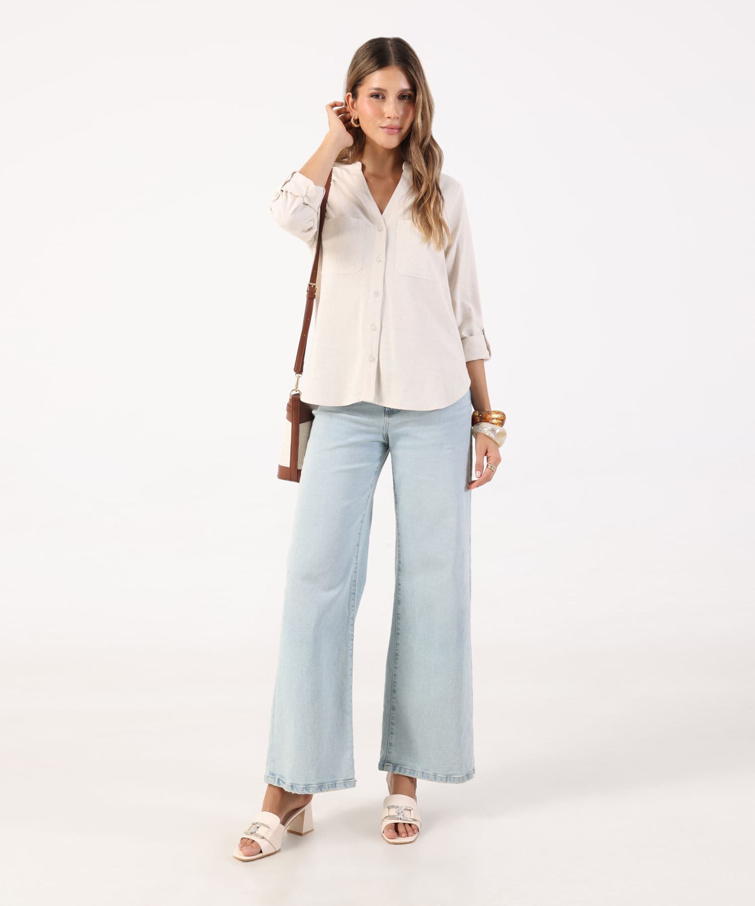 Blusa Sierra Sastre arena para mujer, vista 2