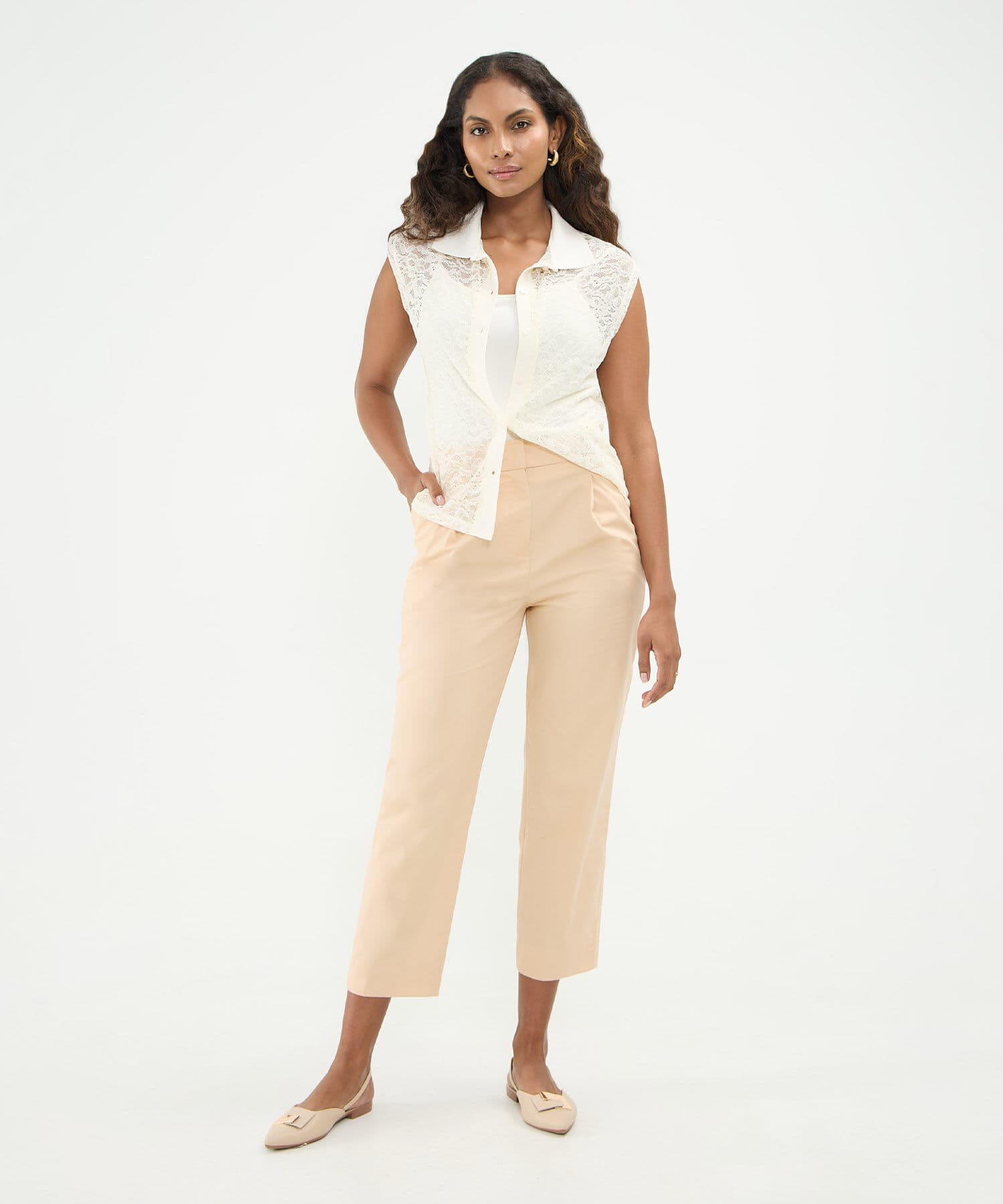 Pantalón Julieta Esencial arena para mujer, vista 2