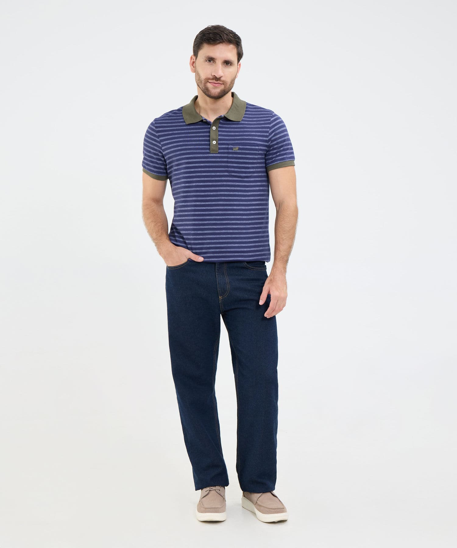 Polo Sabana Contemporáneo azul marino para hombre, vista 2