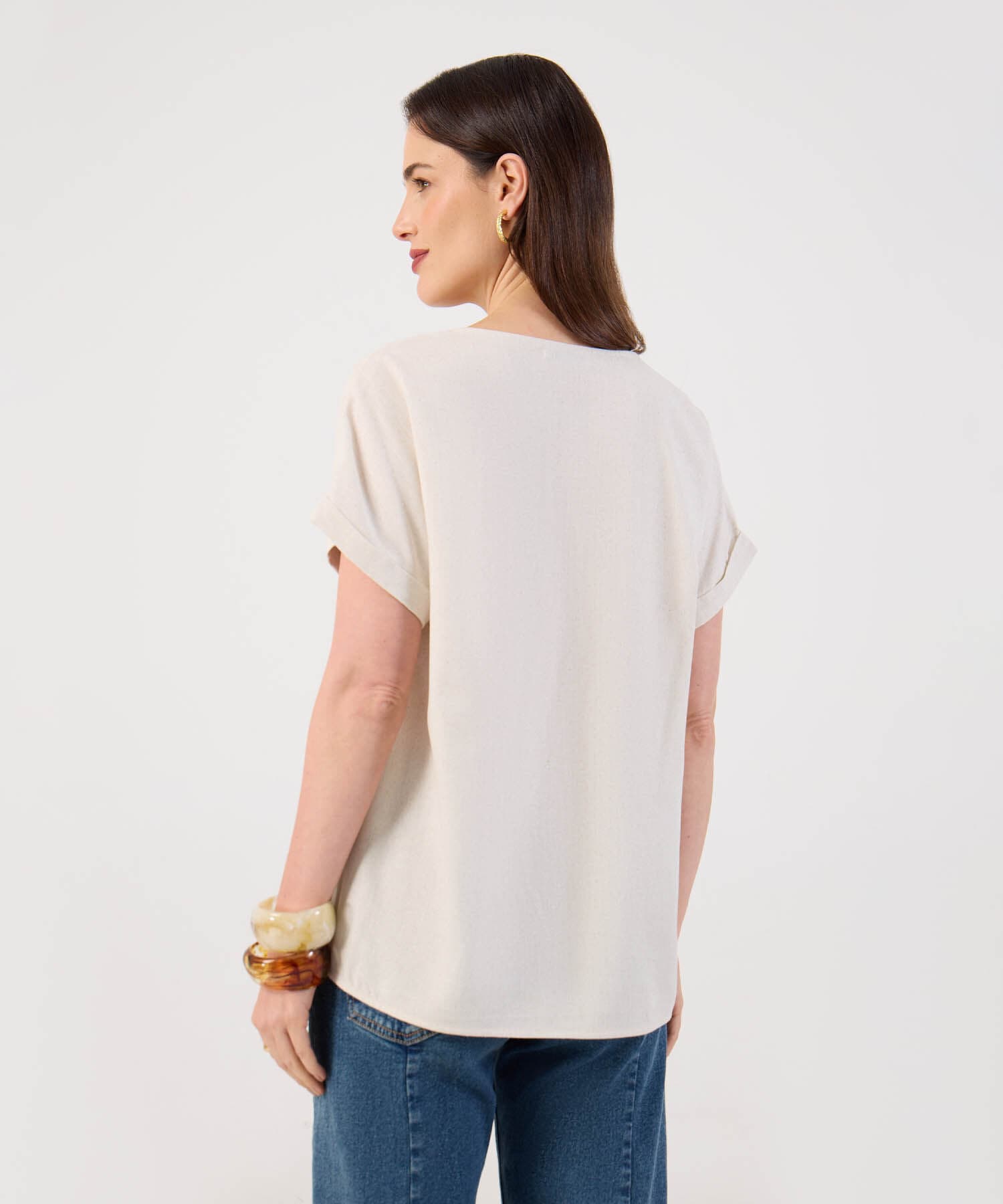Blusa Candelaria Contemporáneo arena para mujer, vista 4