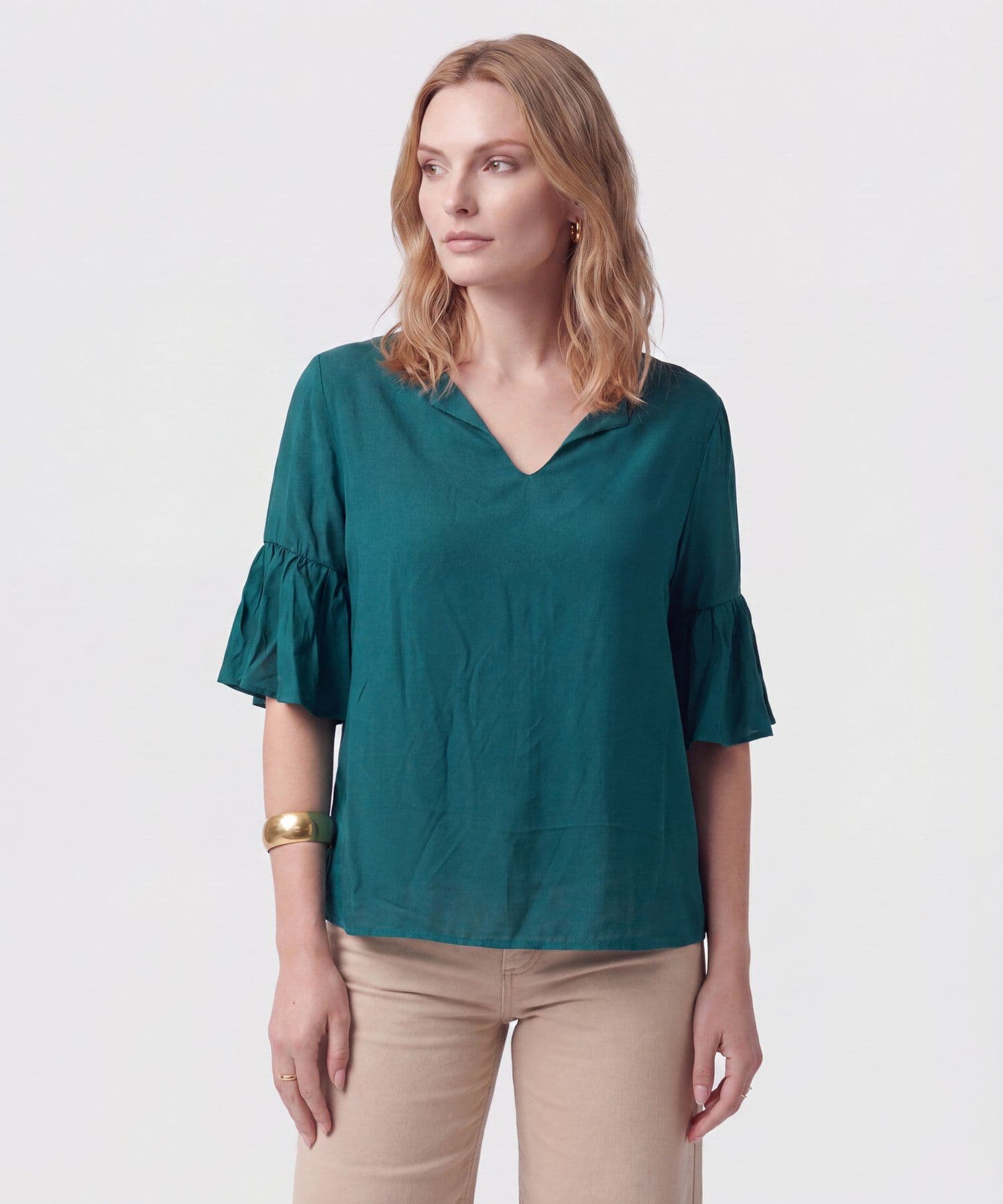 Blusa Violeta Fluido verde oliva para mujer, vista principal