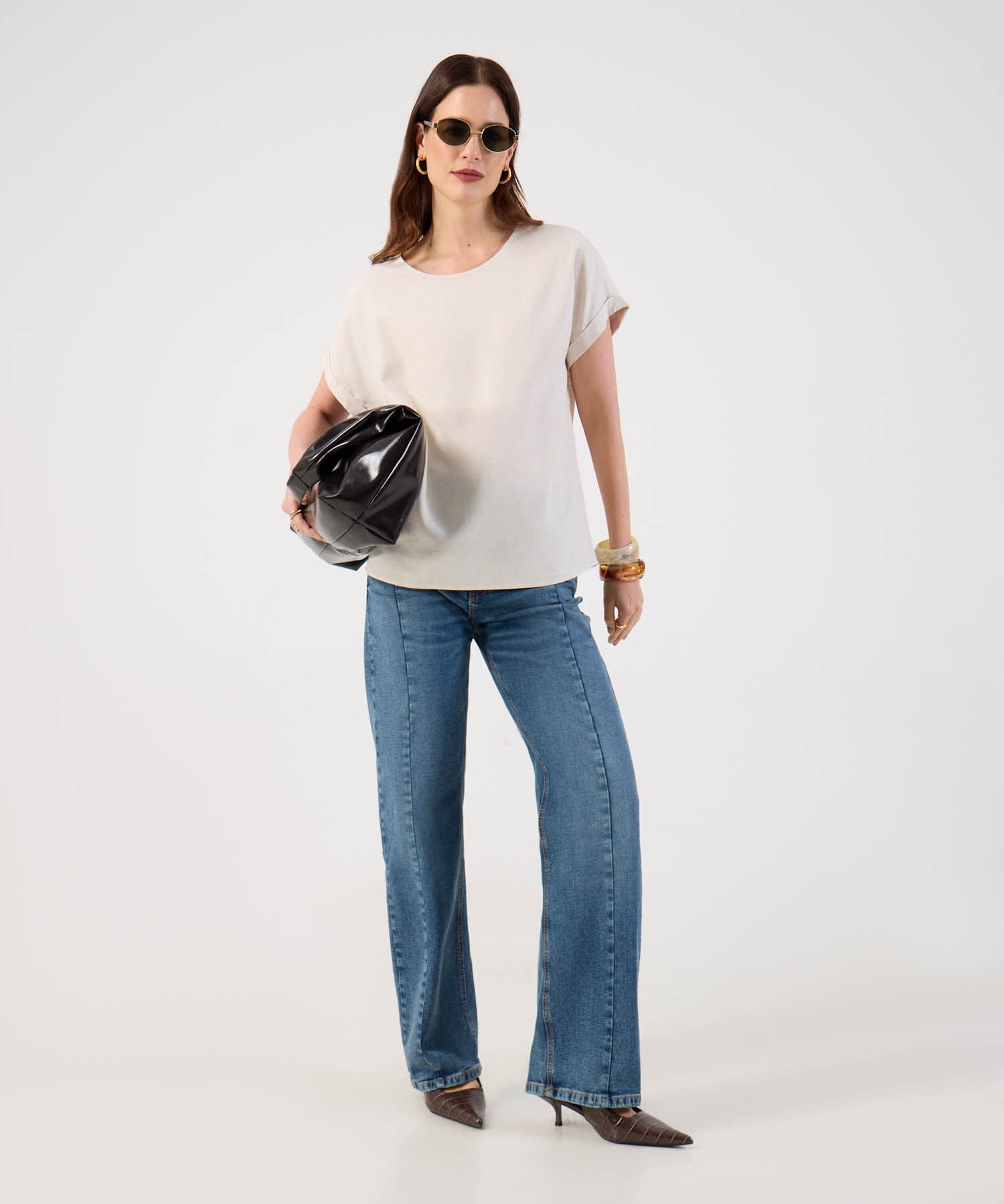 Blusa Candelaria Contemporáneo arena para mujer, vista 2