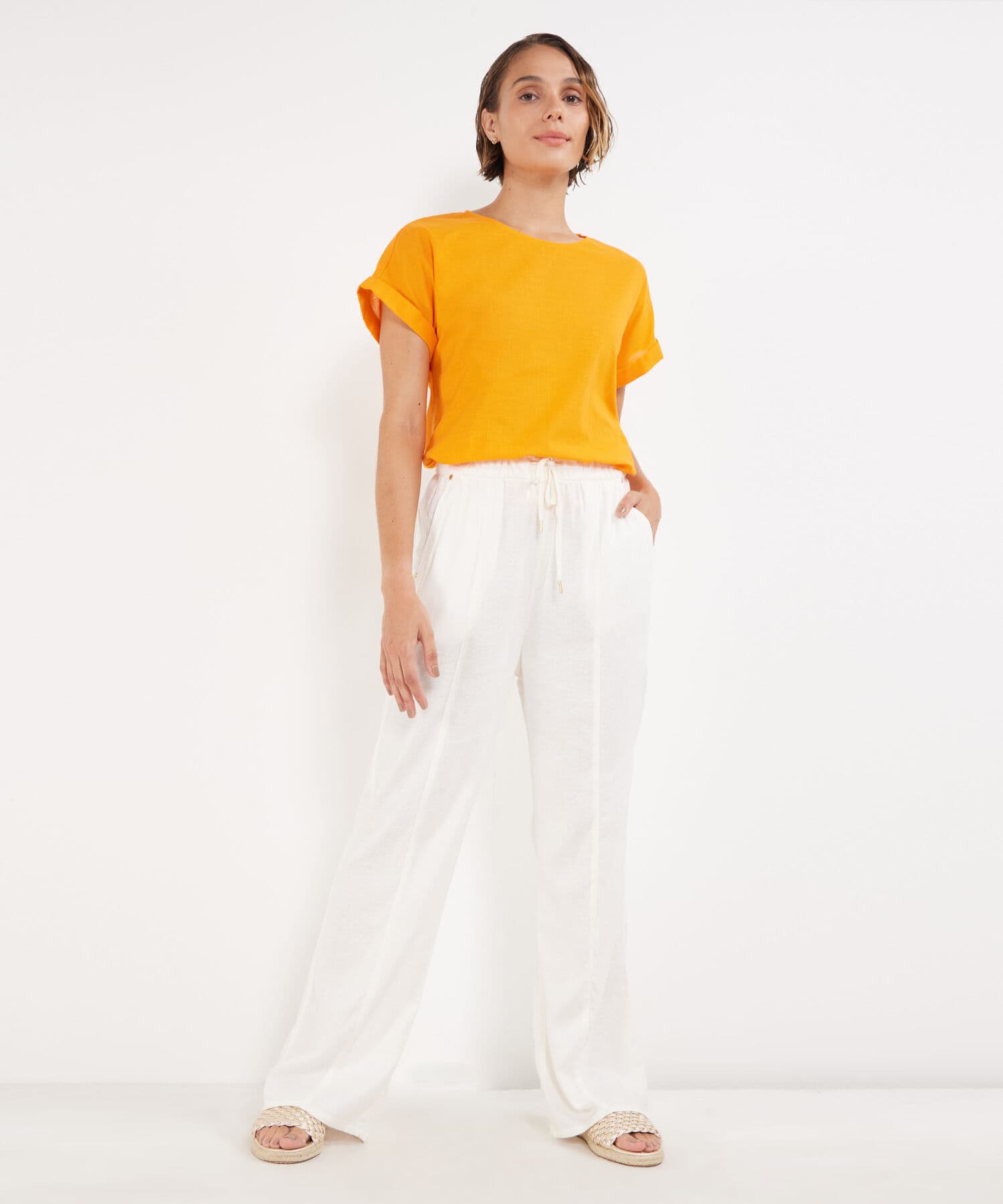 Pantalón Renata Texturizado marfil para mujer, vista 2