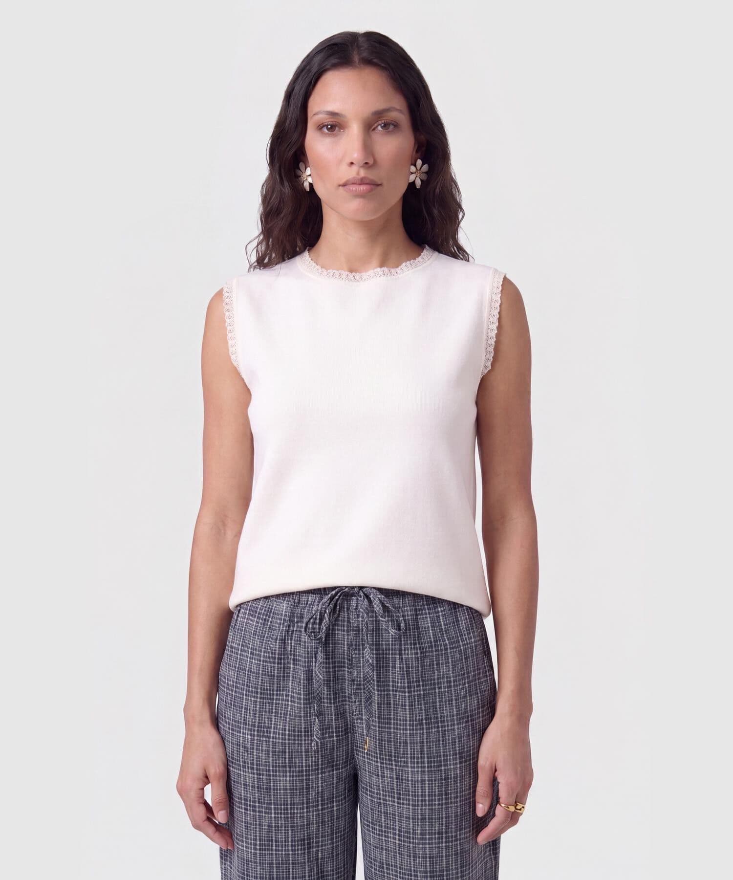 Camiseta Azahar Texturizado blanco para mujer, vista principal