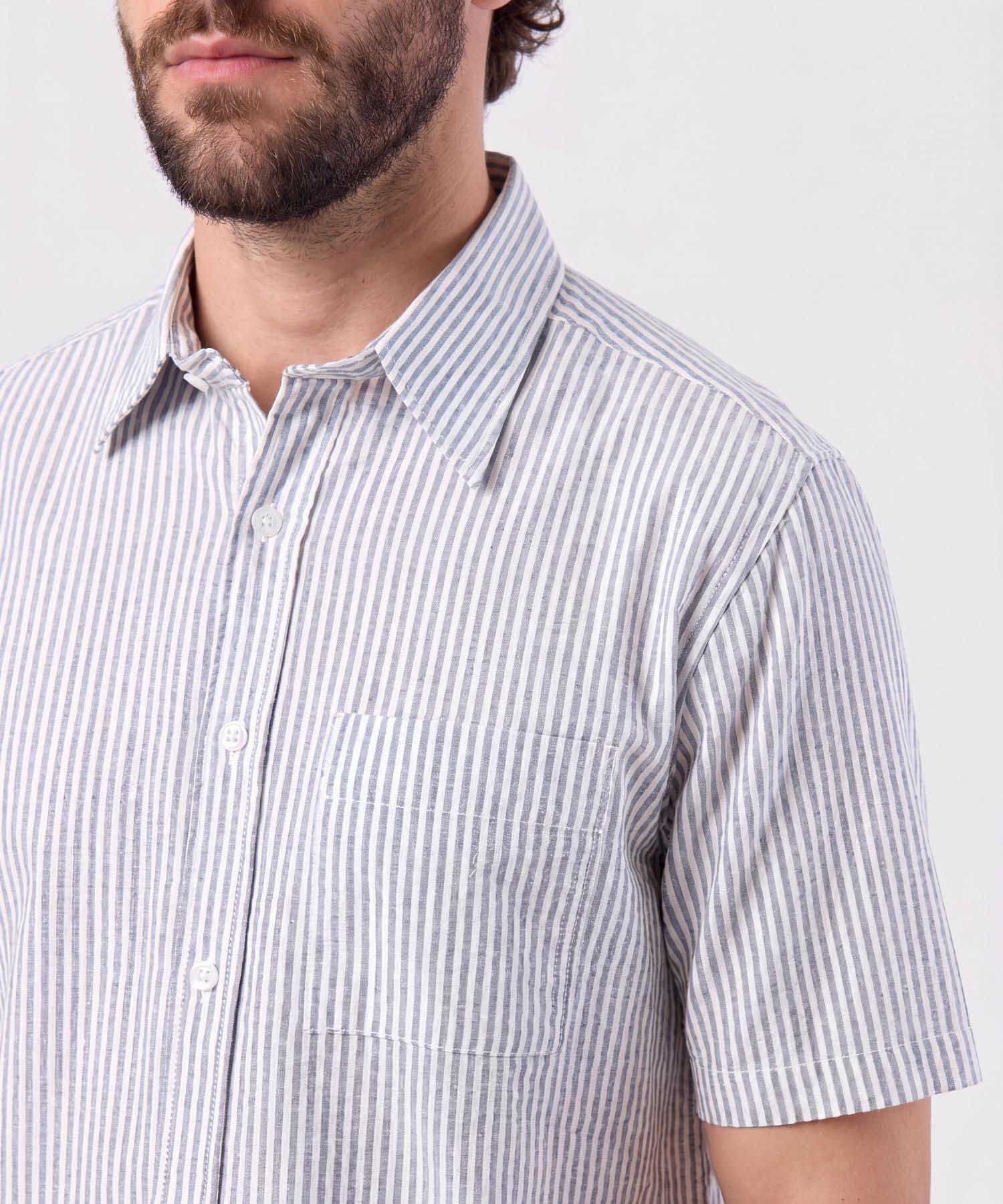 Camisa Celeste Texturizado azul marino para hombre, vista 3