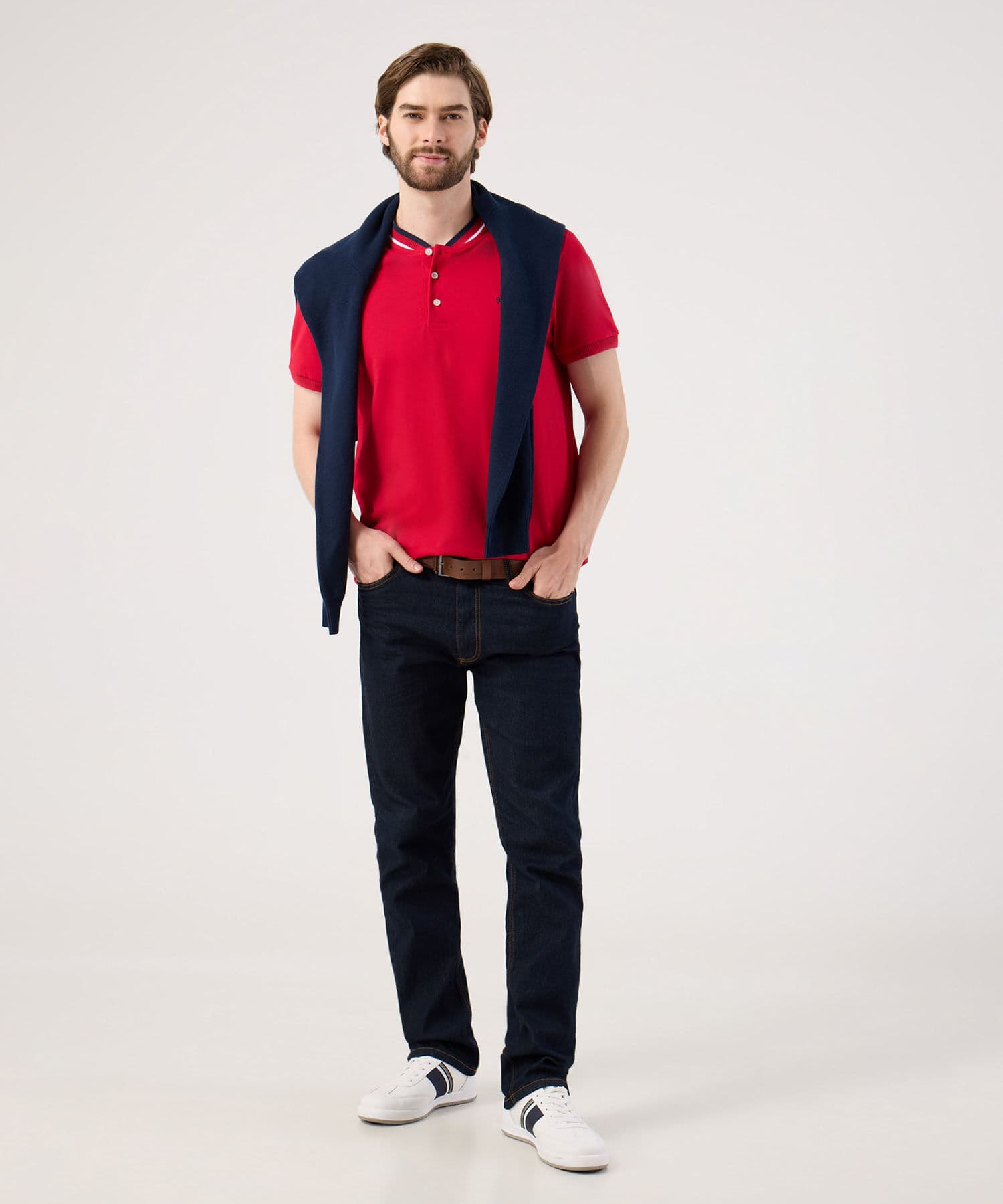 Polo Amalia Ligero rojo granada para hombre, vista 2