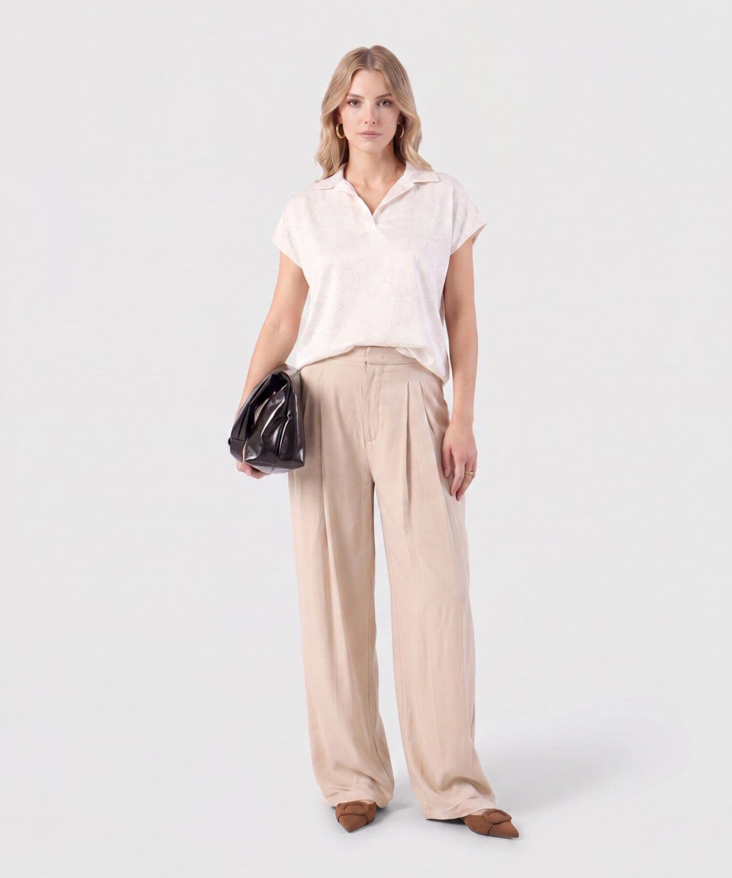 Blusa Dorada Relajado arena para mujer, vista 2