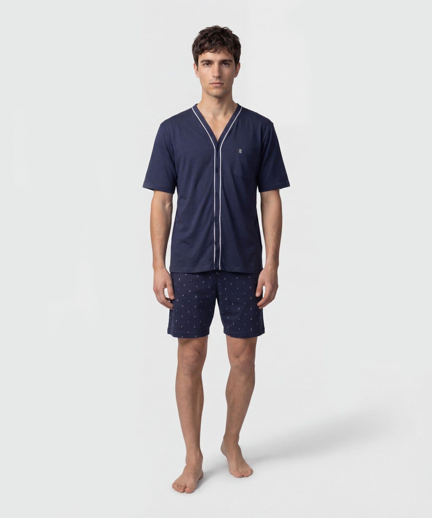 Pijama Cauce Suave azul marino para hombre, vista 2