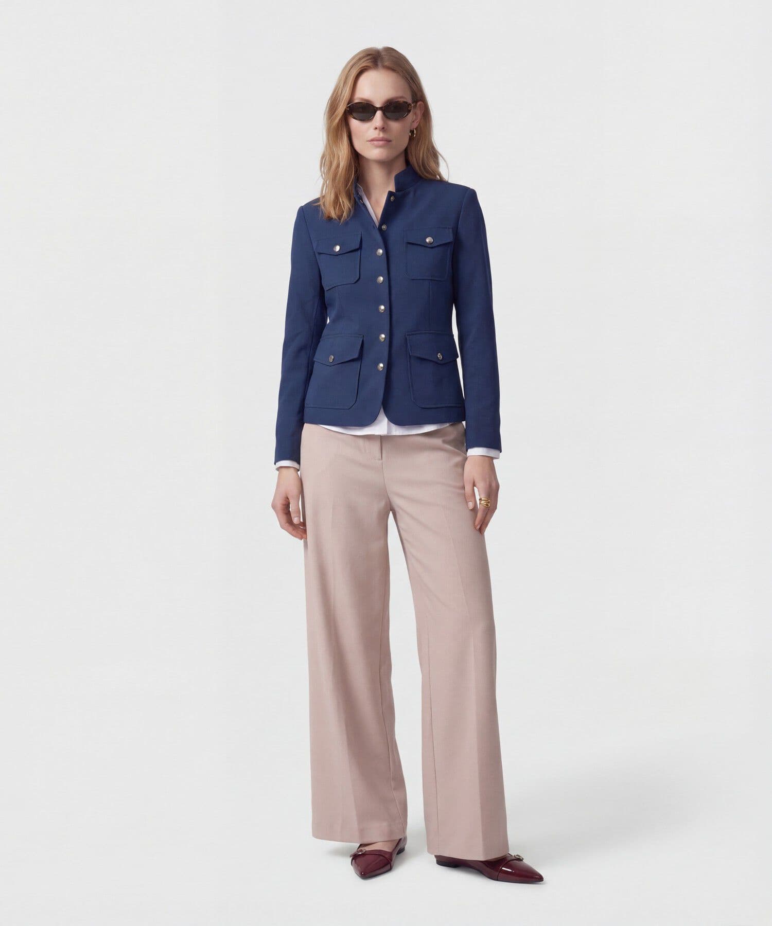 Chaqueta Carmín Fluido azul marino para mujer, vista 2
