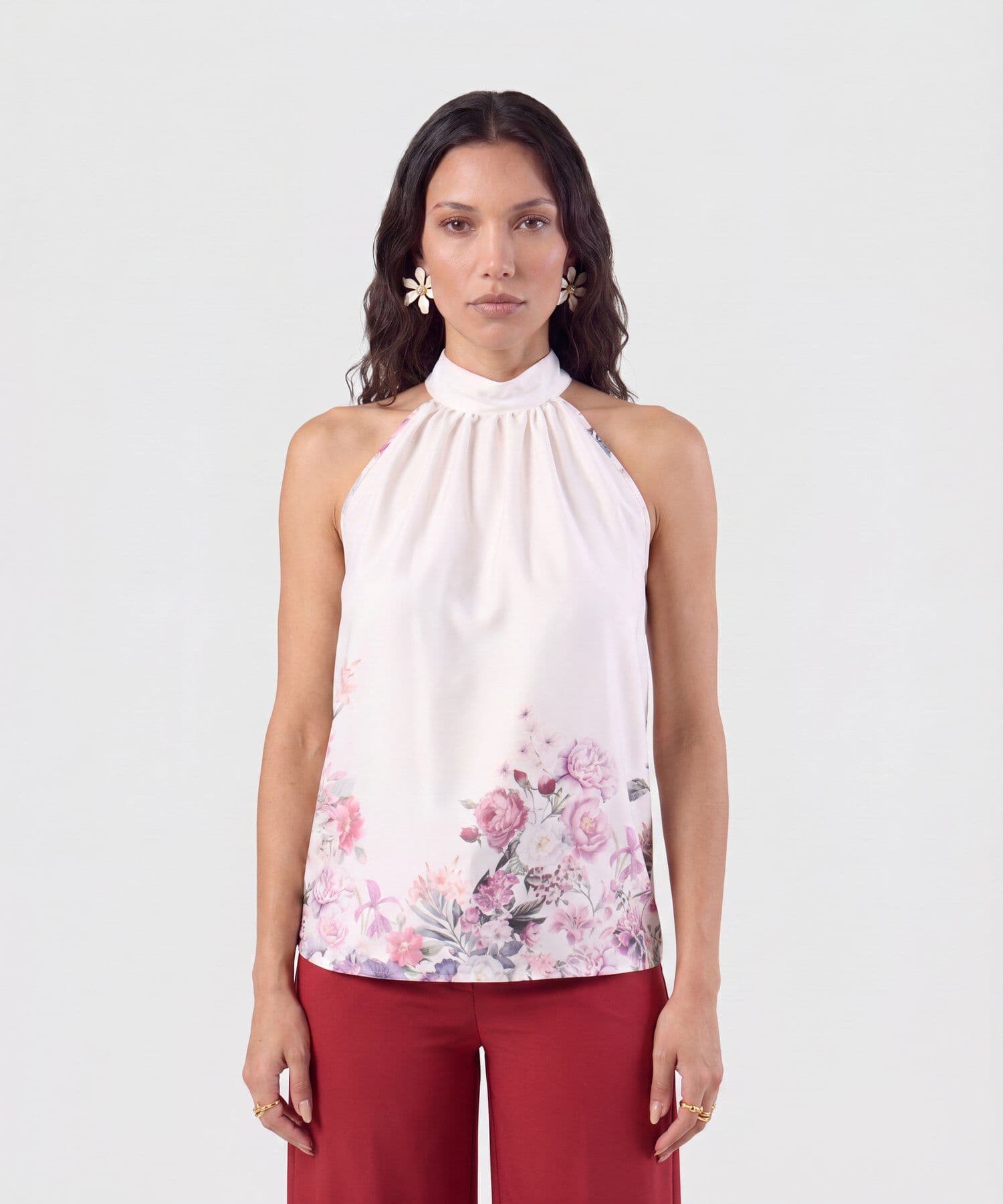 Blusa Andina Edición Índigo blanco para mujer, vista principal