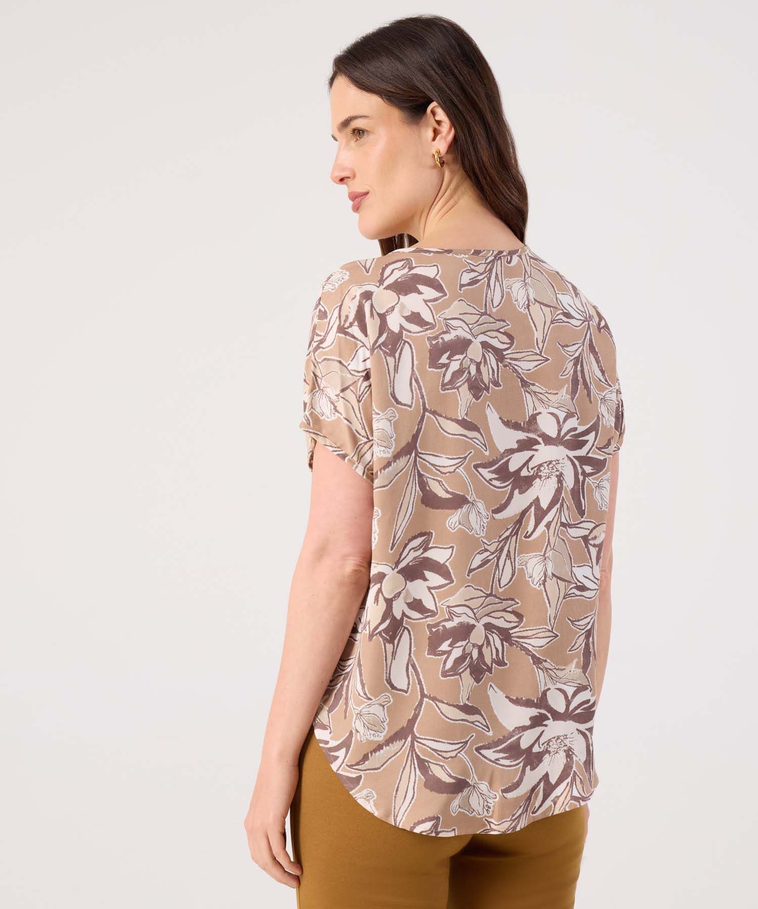 Blusa Bahía Edición Lino café para mujer, vista 4