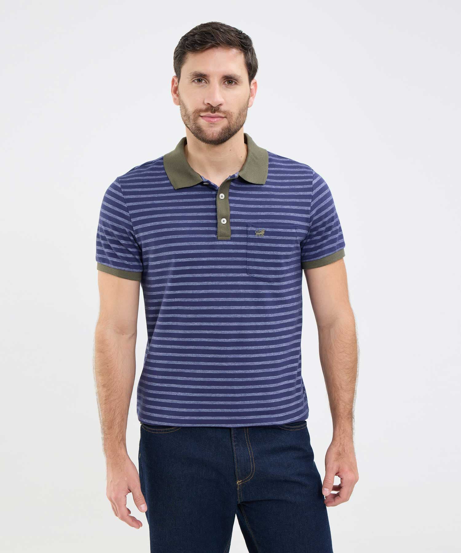 Polo Sabana Contemporáneo azul marino para hombre, vista principal