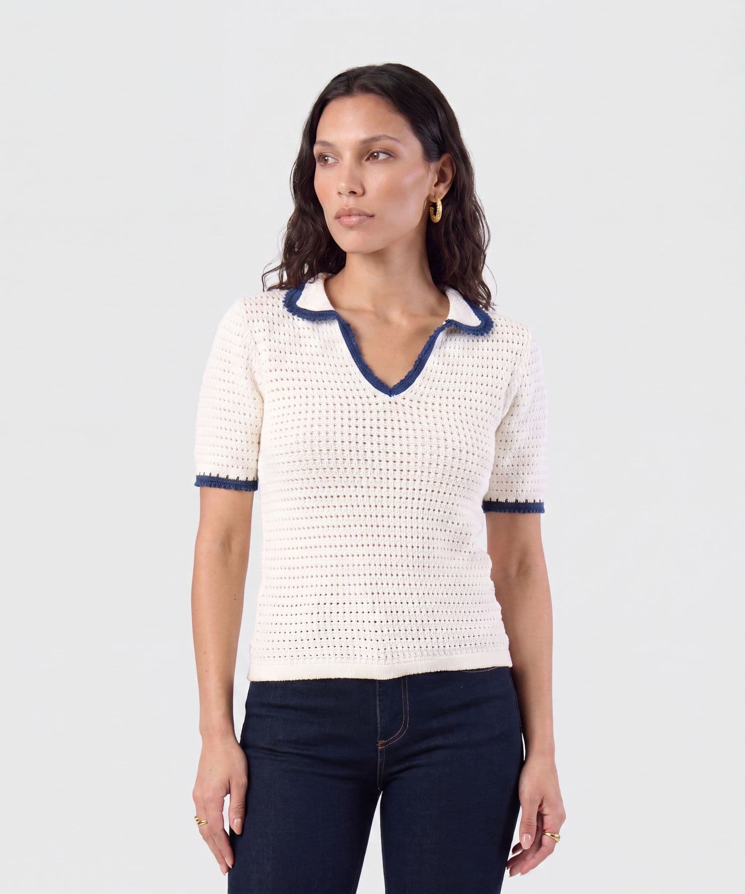 Polo Candelaria Contemporáneo blanco para mujer, vista principal