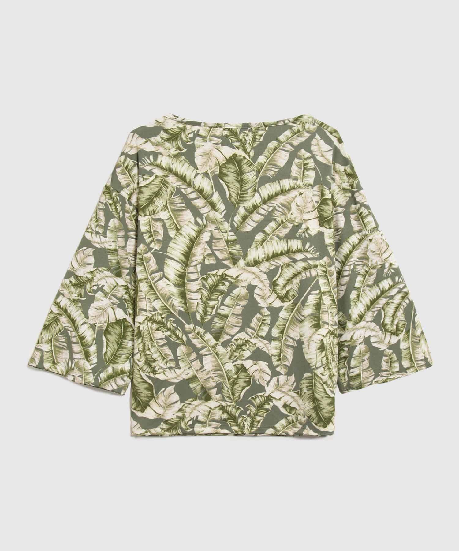 Blusa Flora Relajado verde oliva para mujer, vista 3