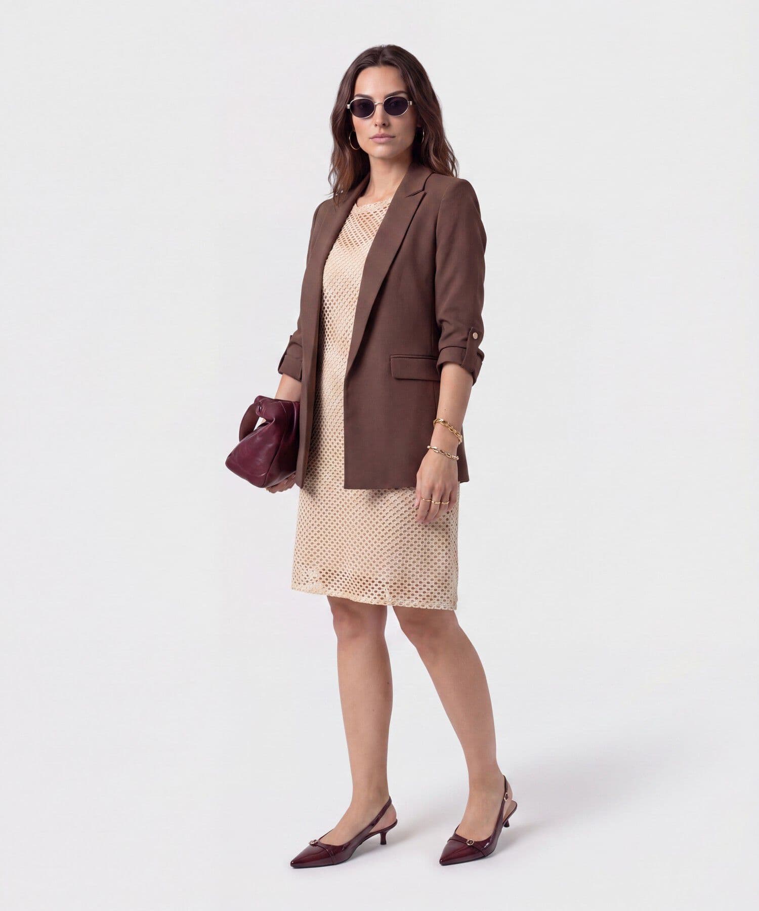 Vestido Salina Fluido arena para mujer, vista principal