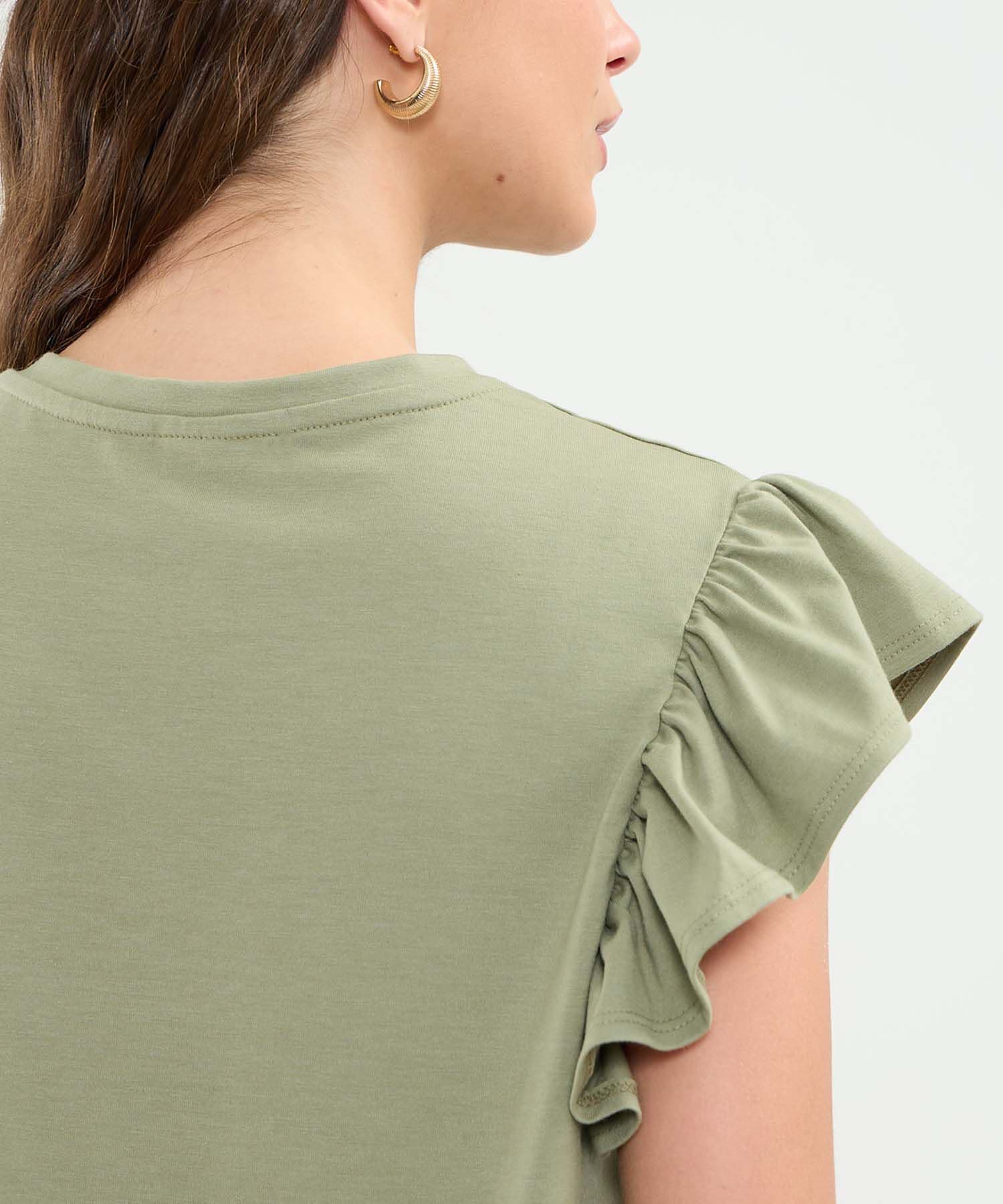Camiseta Litoral Edición Lino verde oliva para mujer, vista 5