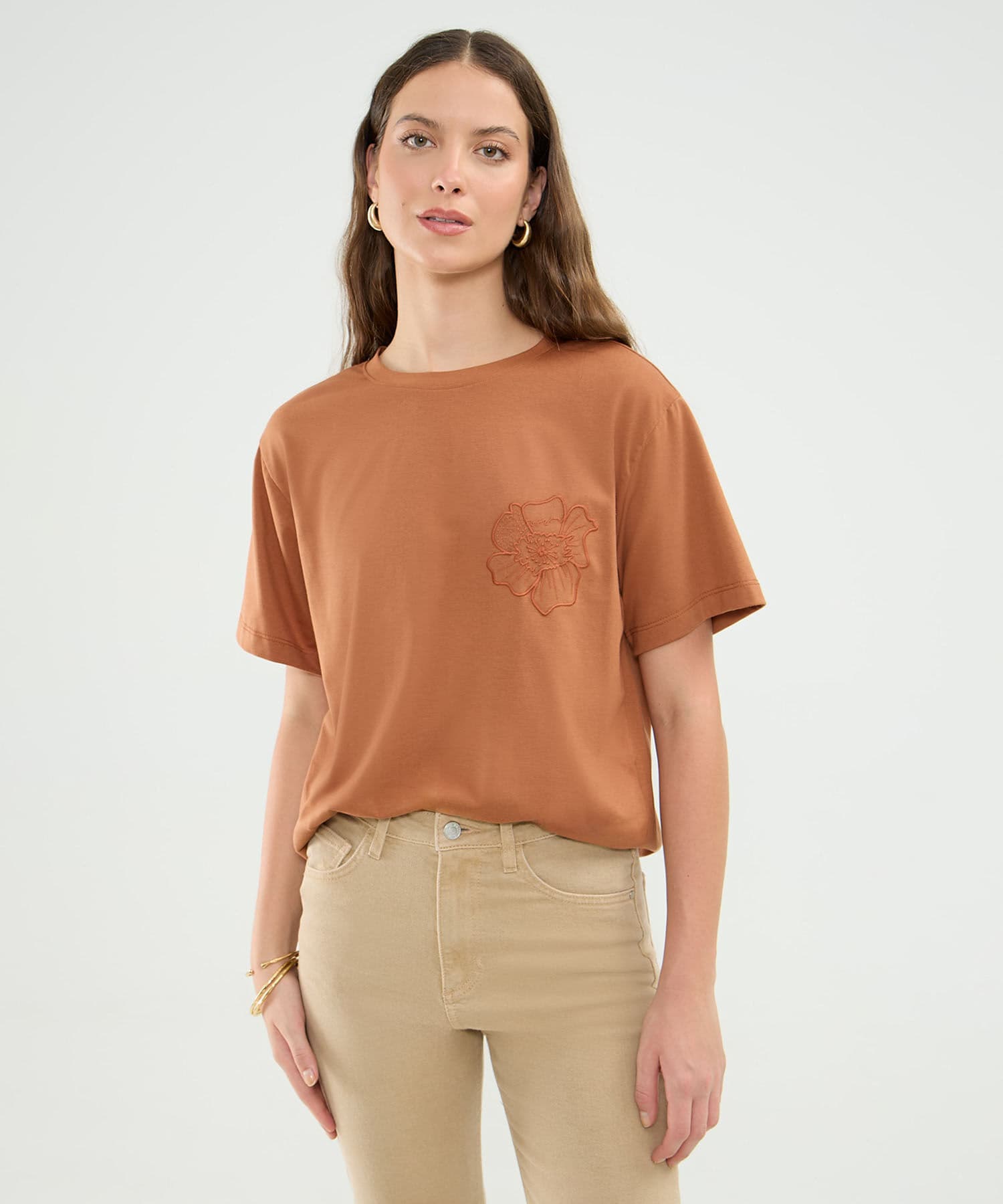 Camiseta Orquídea de Día naranja para mujer, vista principal