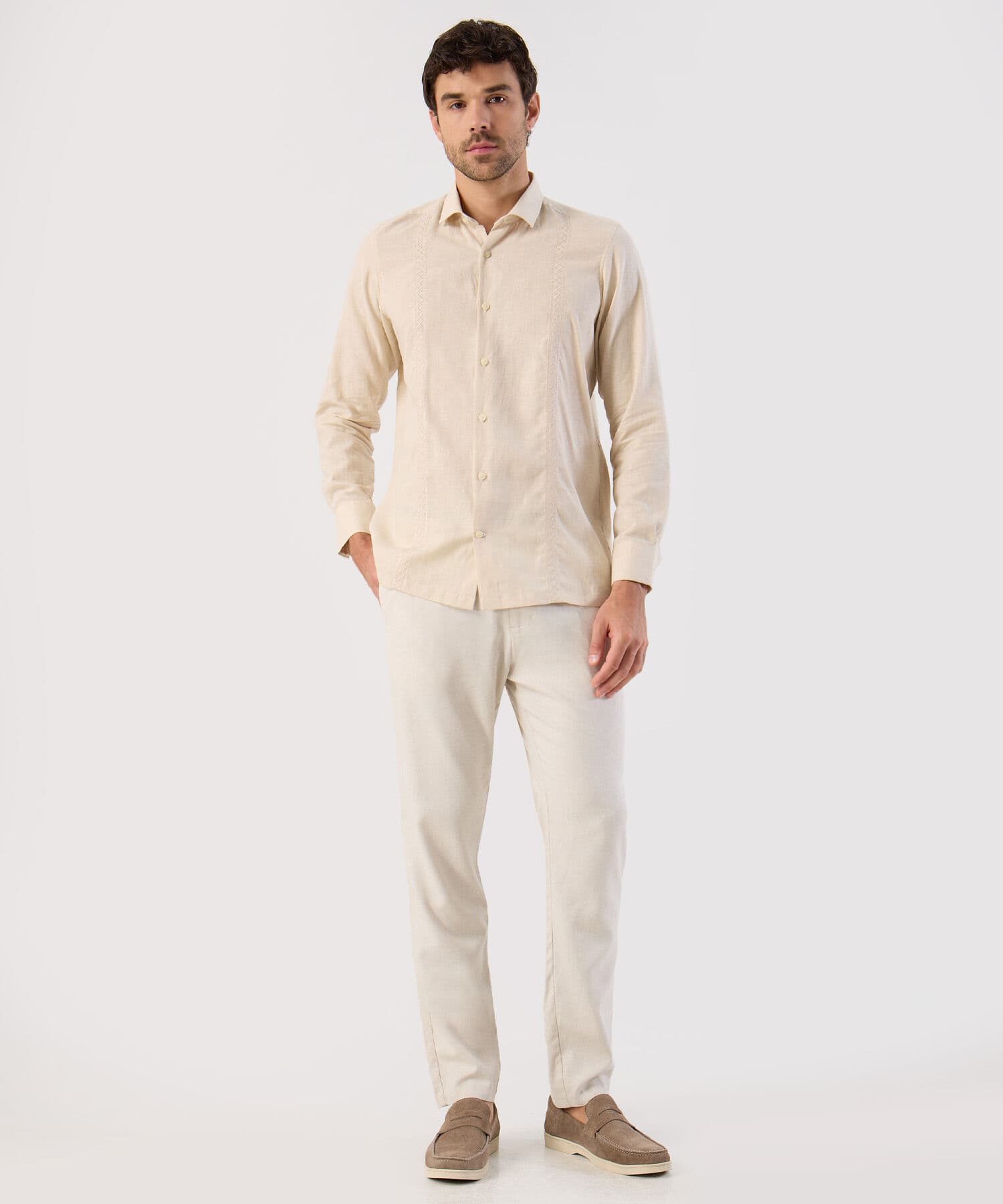 Camisa Dorada Minimalista arena para hombre, vista 2