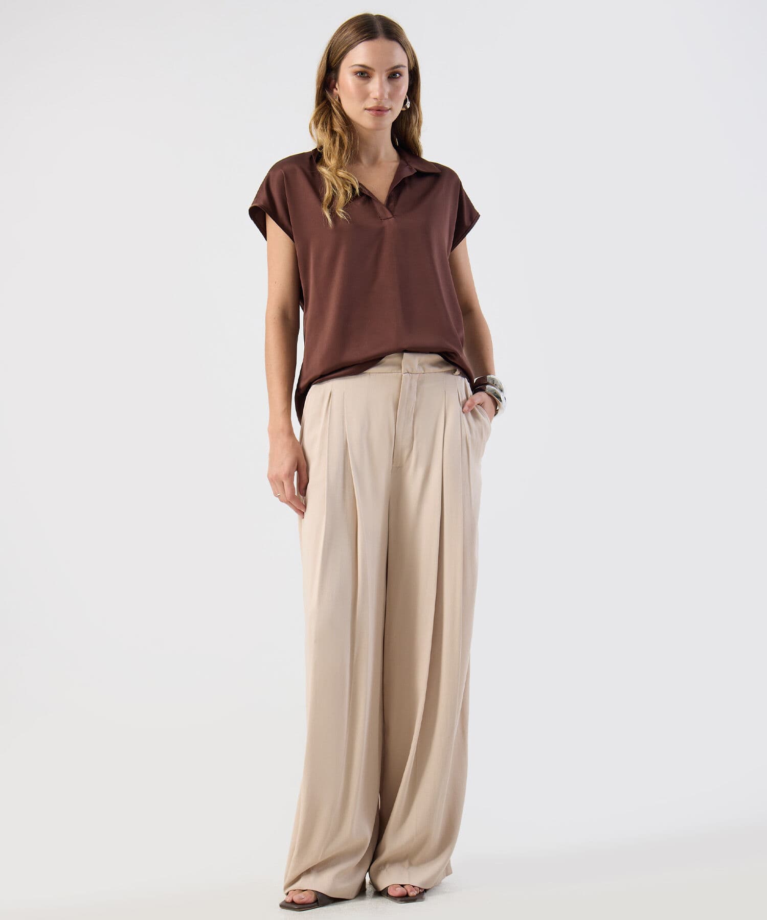 Blusa Valle de Noche café para mujer, vista 2