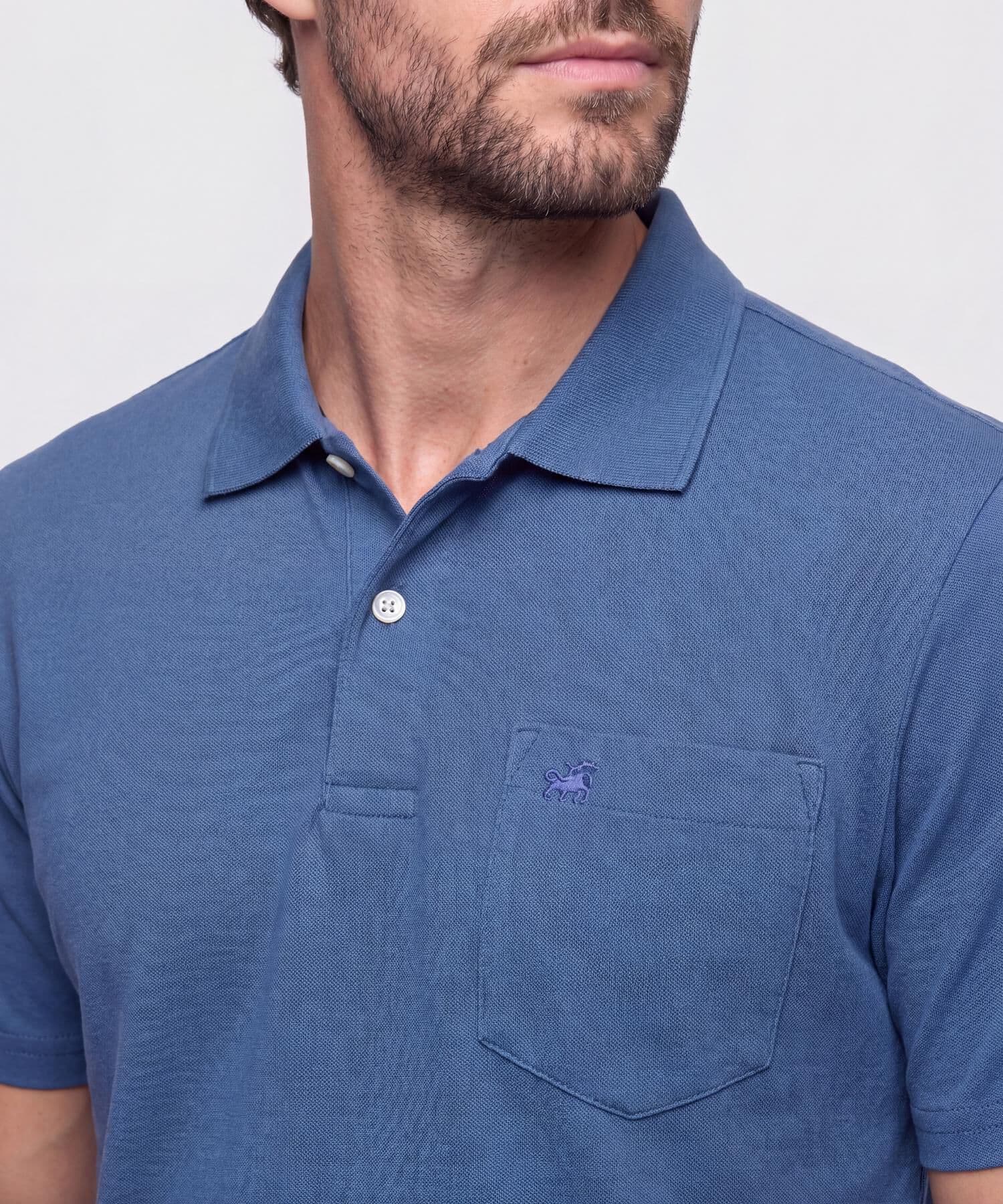 Polo Encanto Edición Lino azul marino para hombre, vista 3
