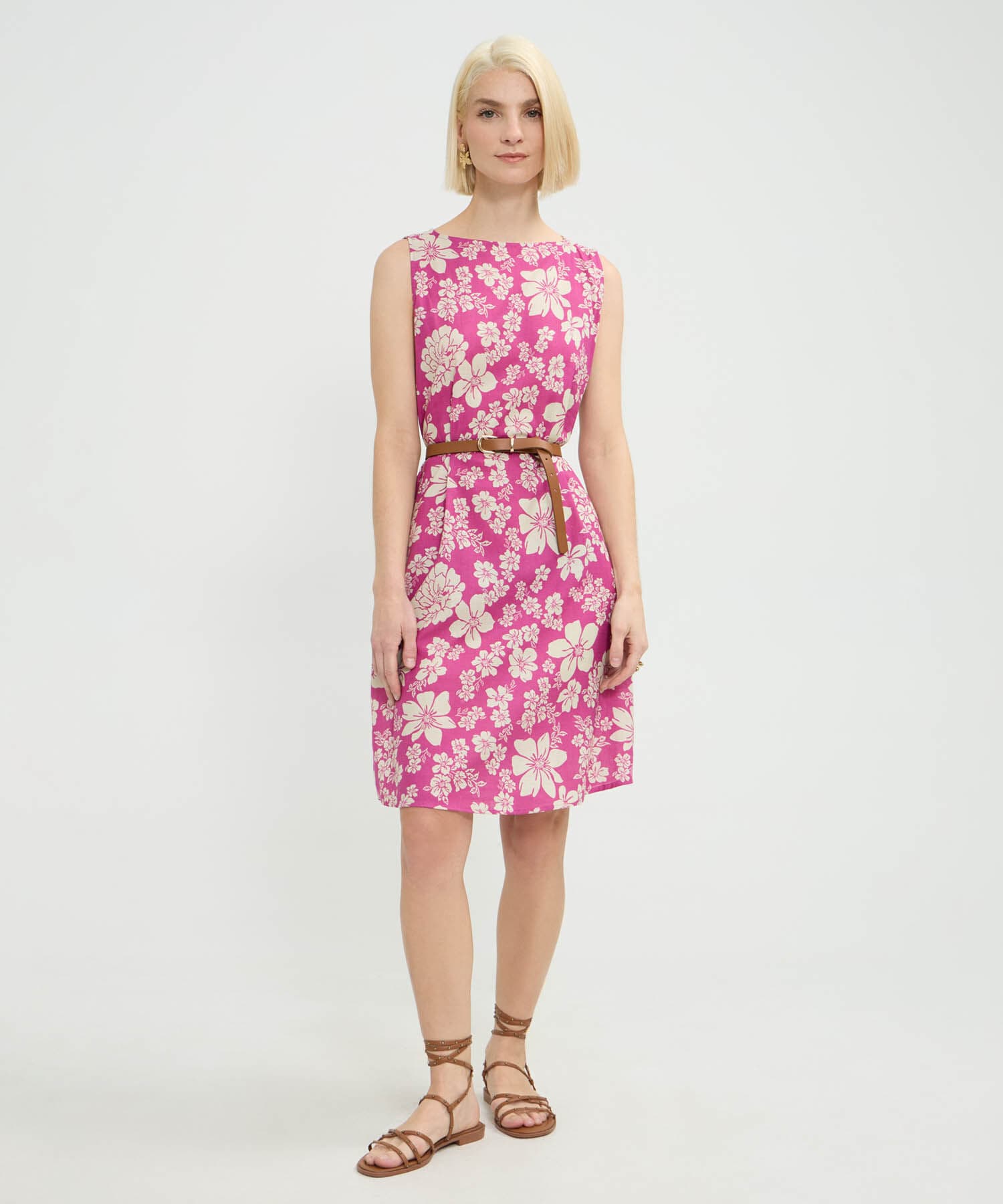 Vestido Elisa Edición Lino rosa empolvado para mujer, vista principal