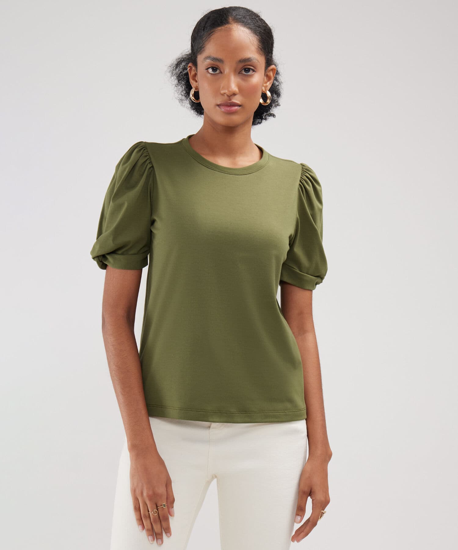 Camiseta Flora Suave verde oliva para mujer, vista principal