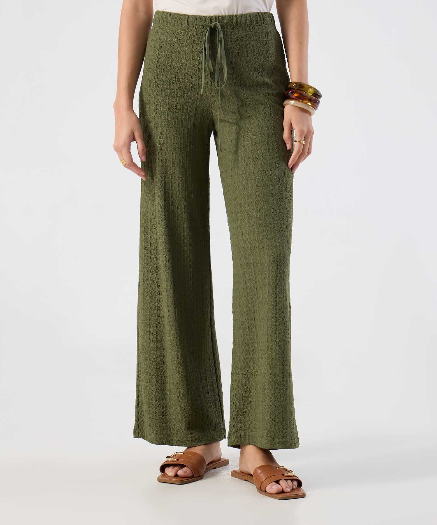 Pantalón Bahía Fluido verde oliva para mujer, vista principal