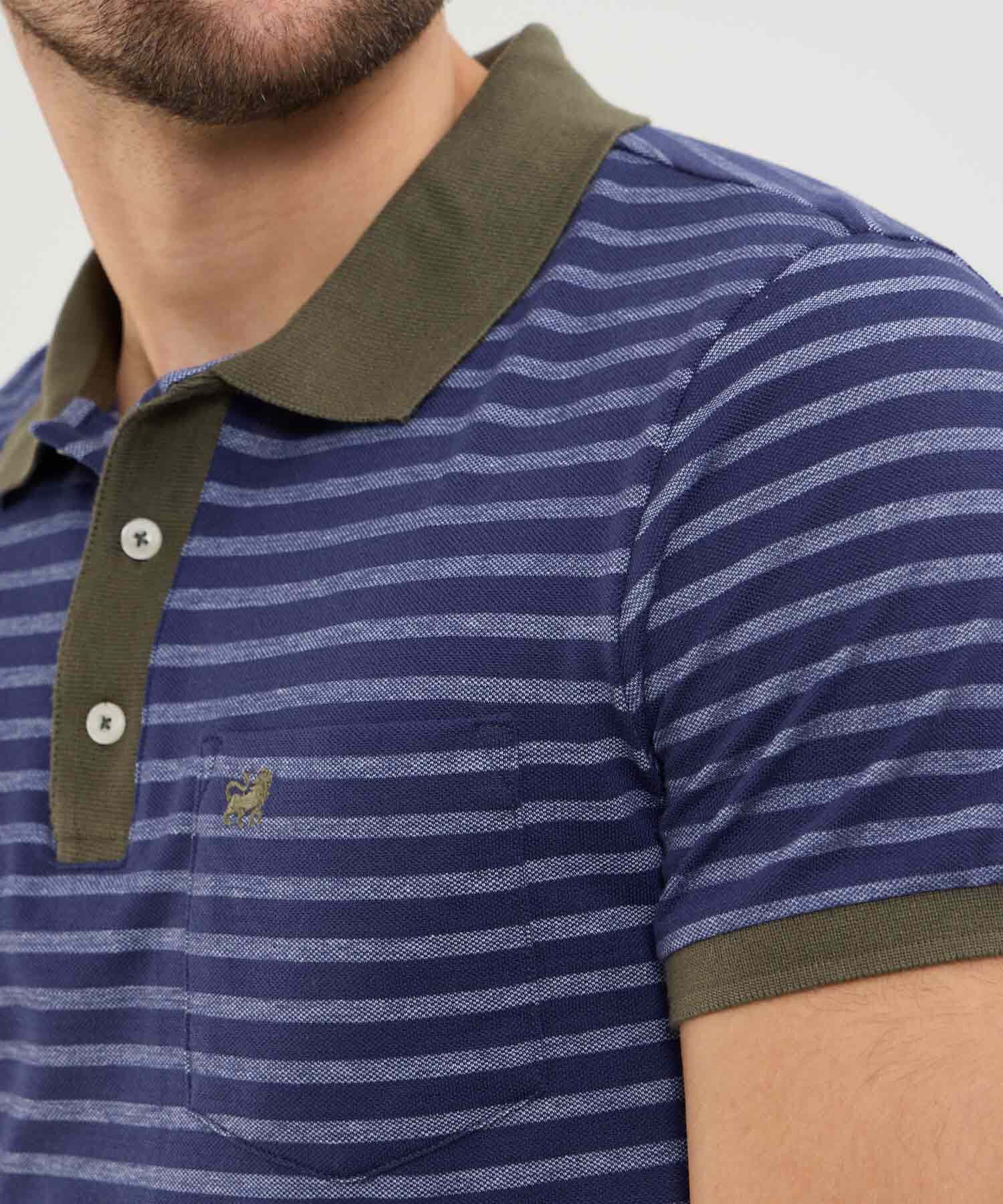 Polo Sabana Contemporáneo azul marino para hombre, vista 3
