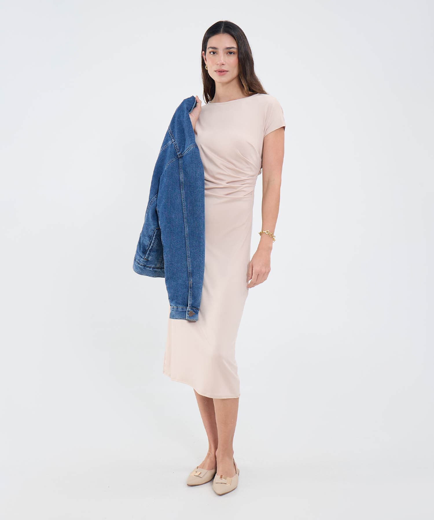 Vestido Sabana Relajado arena para mujer, vista principal