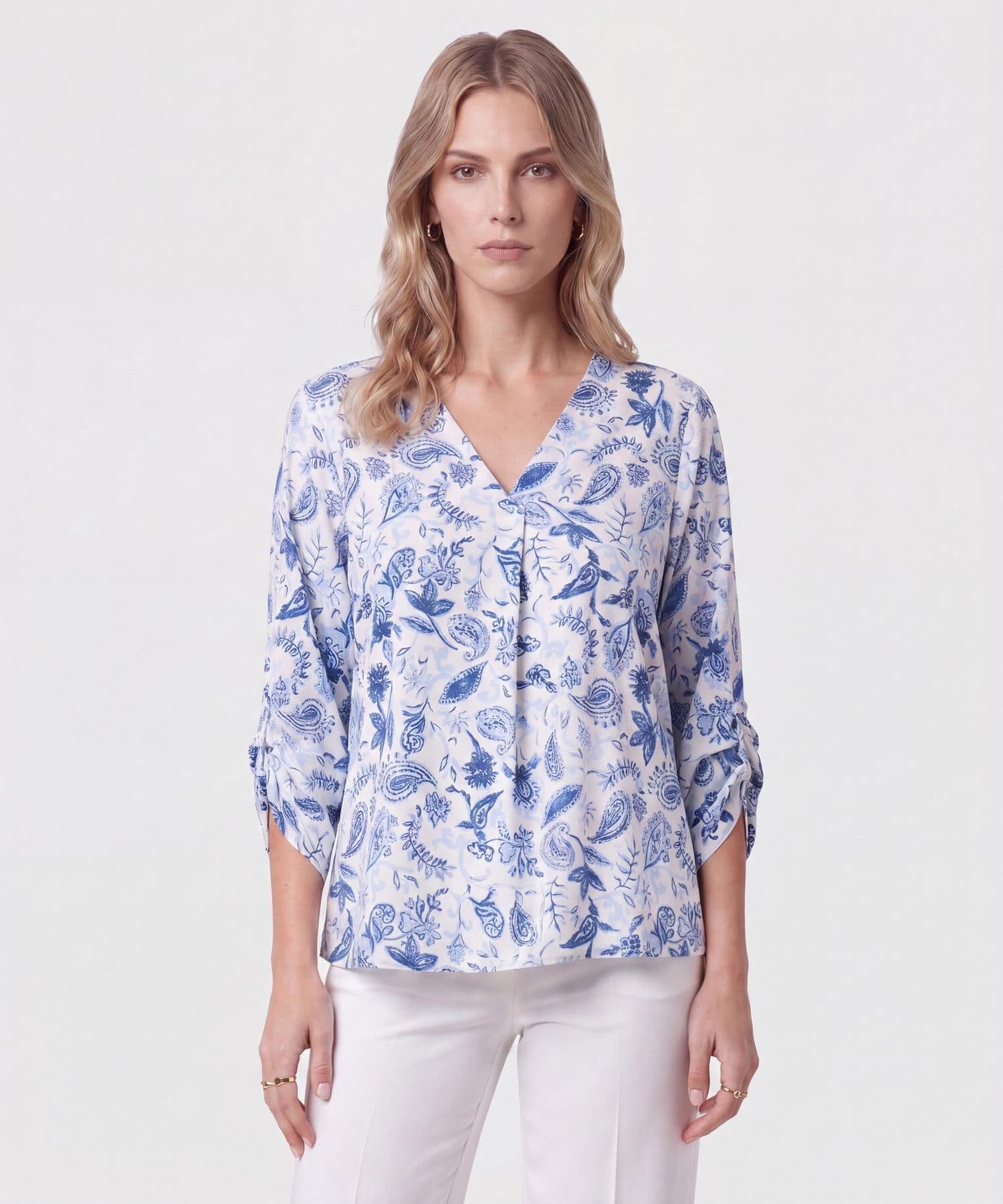 Blusa Emilia Texturizado azul marino para mujer, vista principal