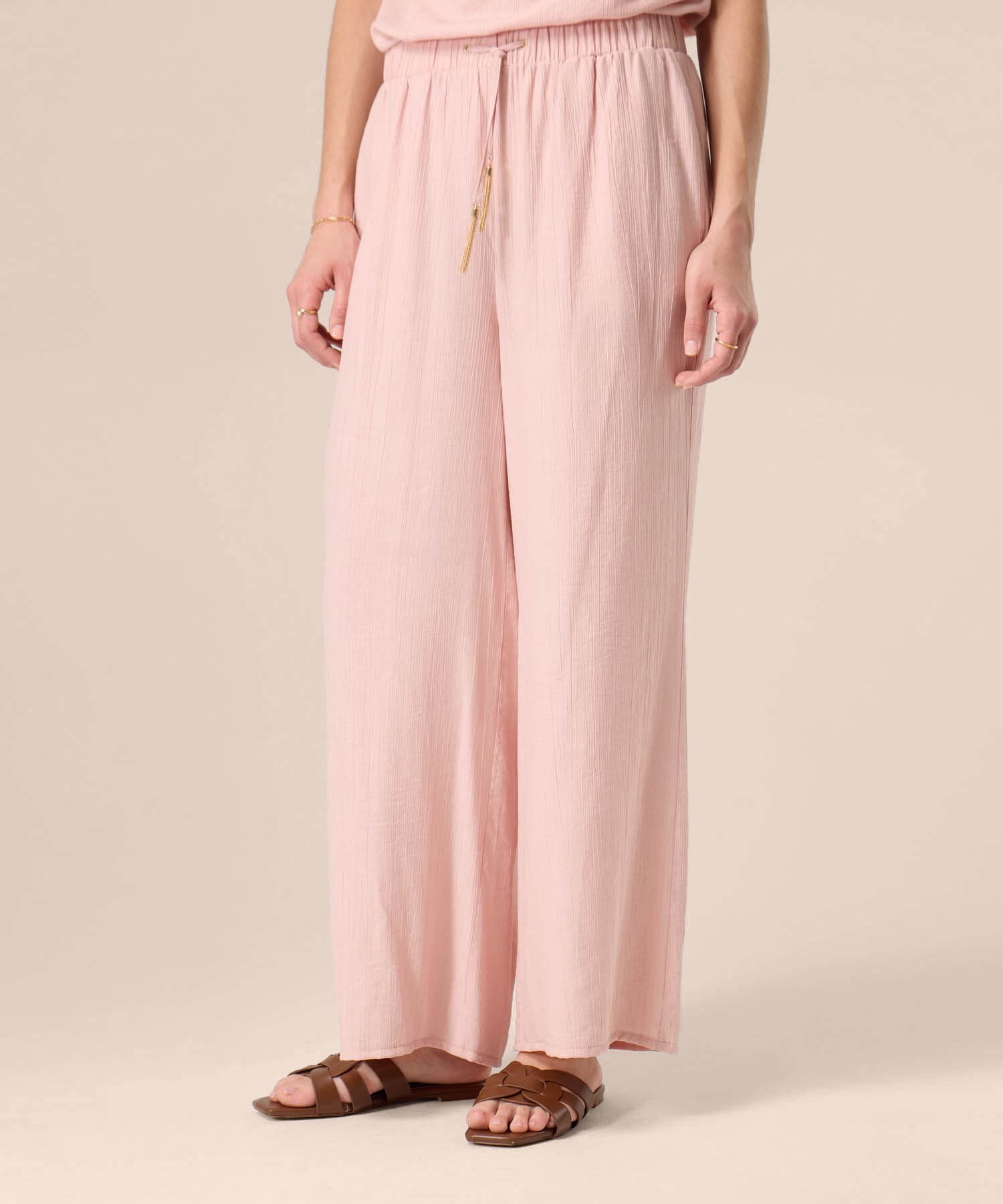 Pantalón Calima Edición Lino rosa empolvado para mujer, vista principal