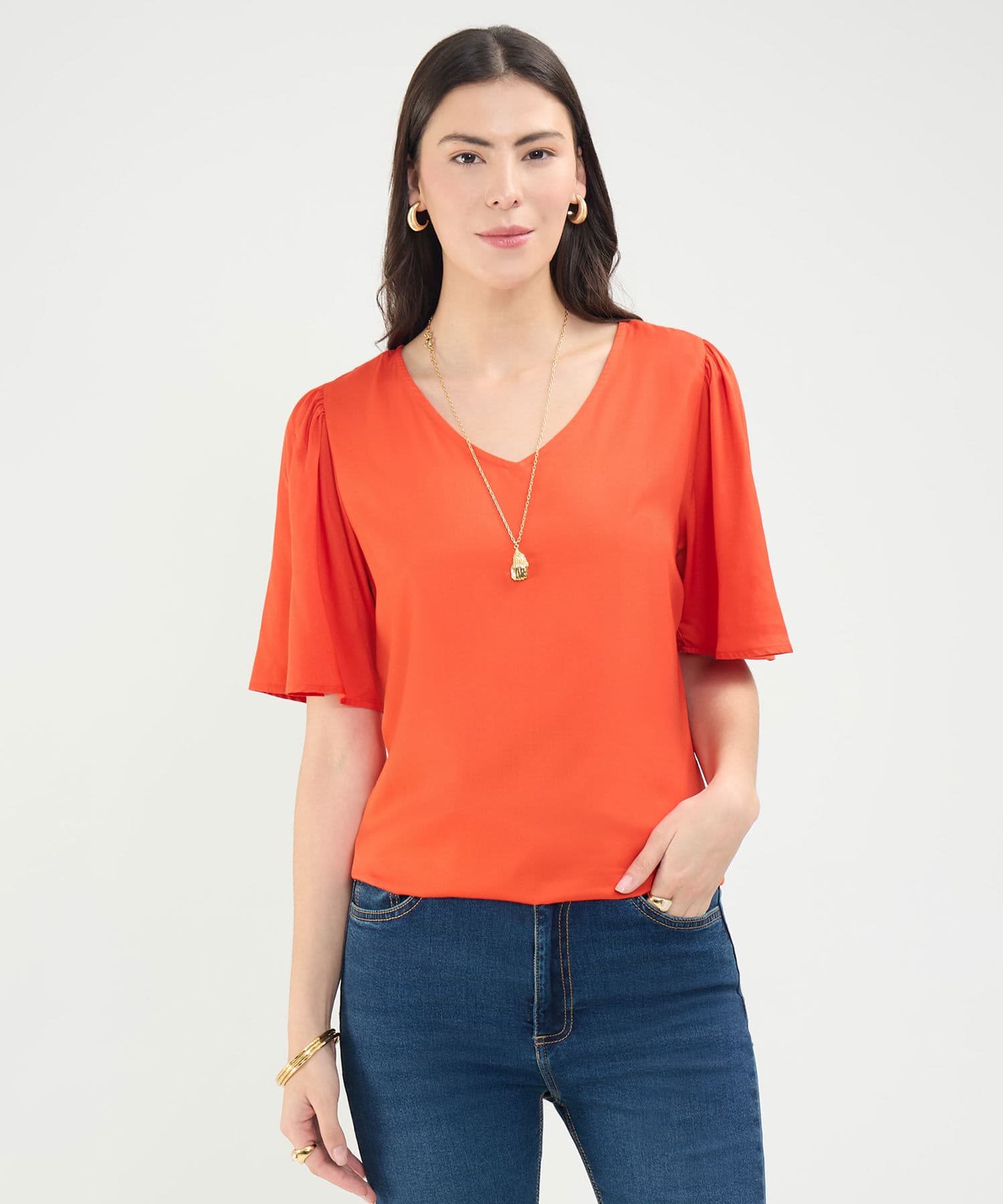 Blusa Solana Contemporáneo naranja para mujer, vista principal