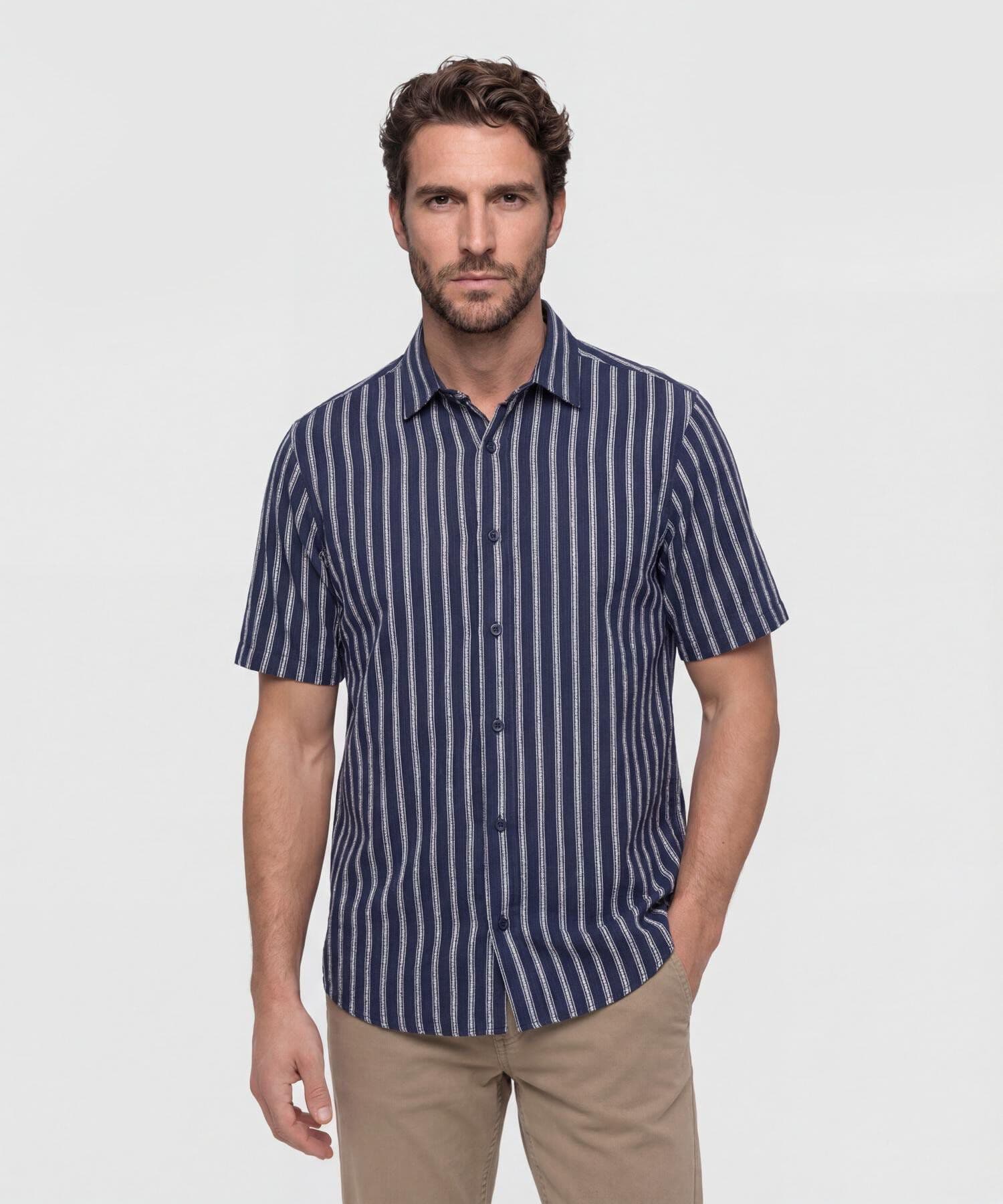 Camisa Violeta Suave azul marino para hombre, vista principal