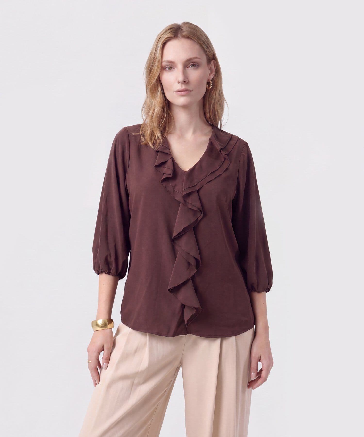 Blusa Marea Suave café para mujer, vista principal