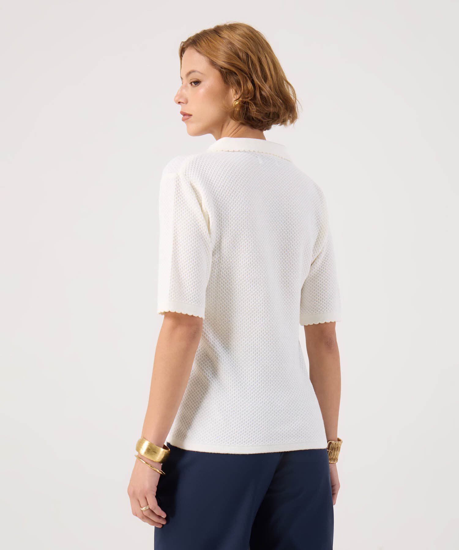 Polo Violeta Ligero blanco para mujer, vista 4