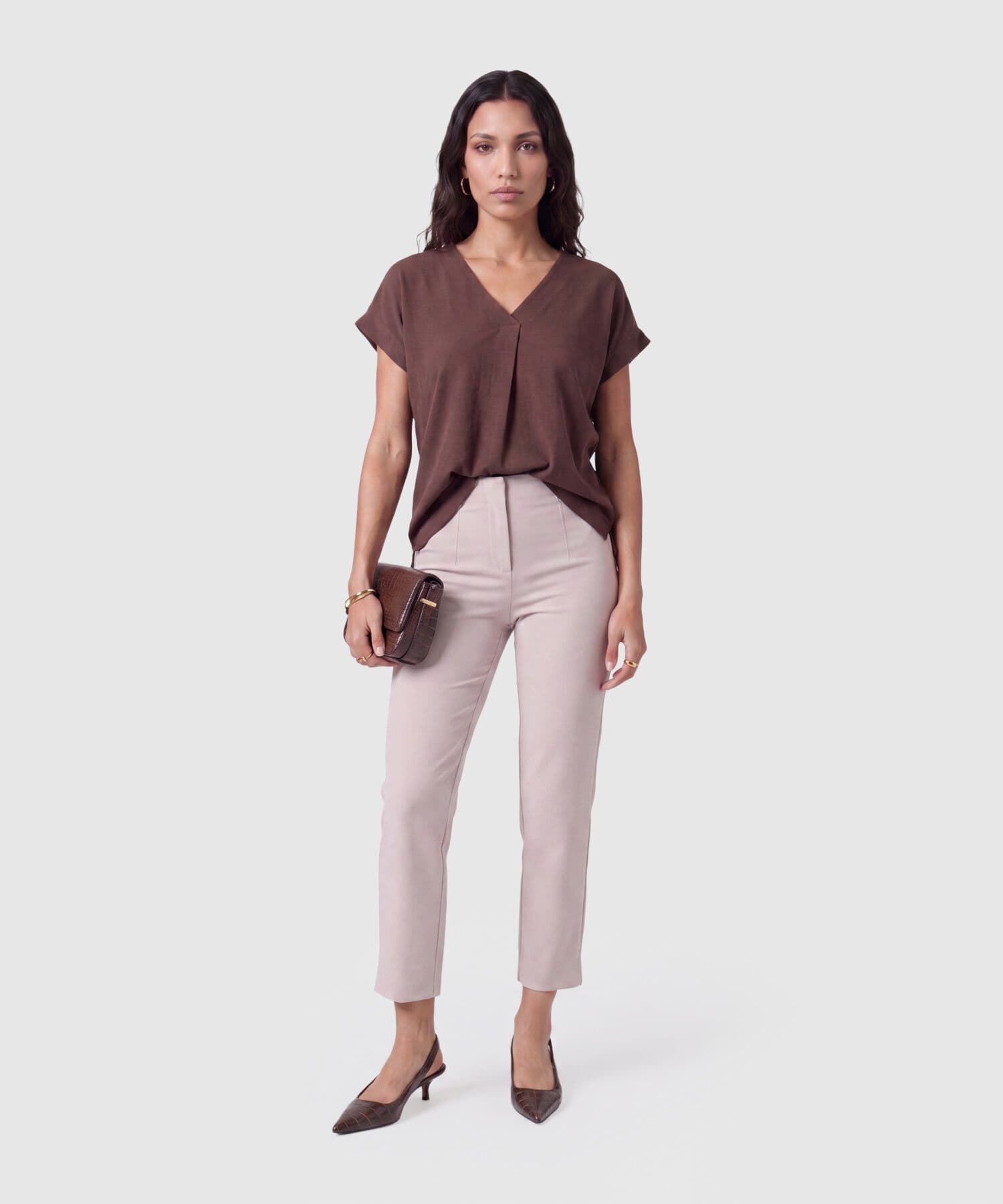 Blusa Oliva Sastre café para mujer, vista 2