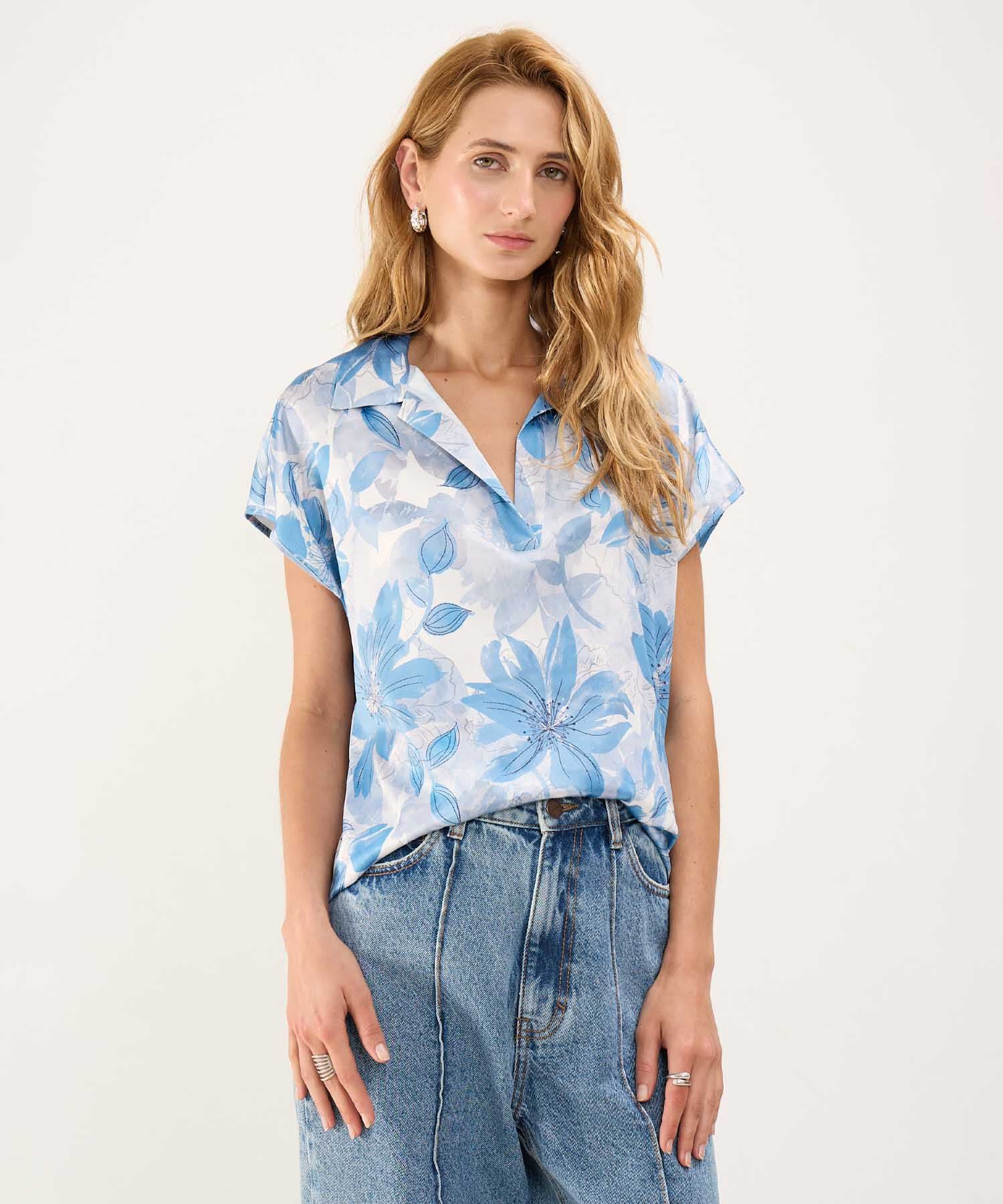 Blusa Coral Natural azul marino para mujer, vista principal