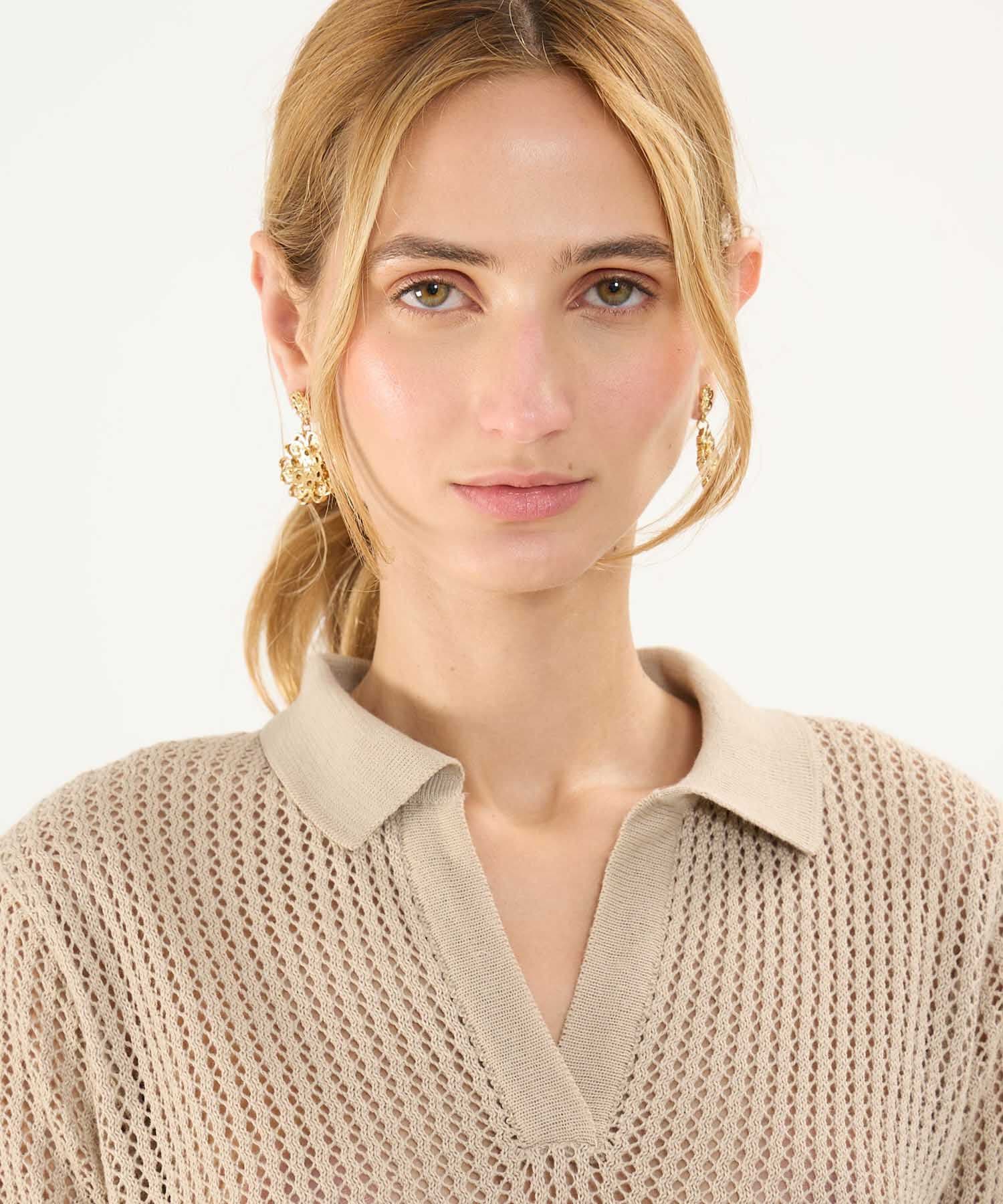 Polo Jacaranda Edición Lino café para mujer, vista 3