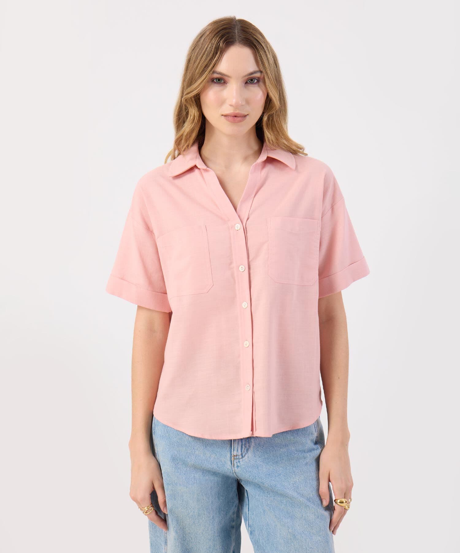 Camisa Valle Fluido rosa empolvado para mujer, vista principal