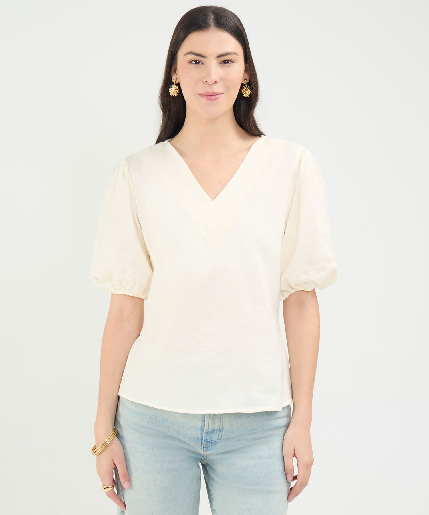 Blusa Laguna de Noche café para mujer, vista principal
